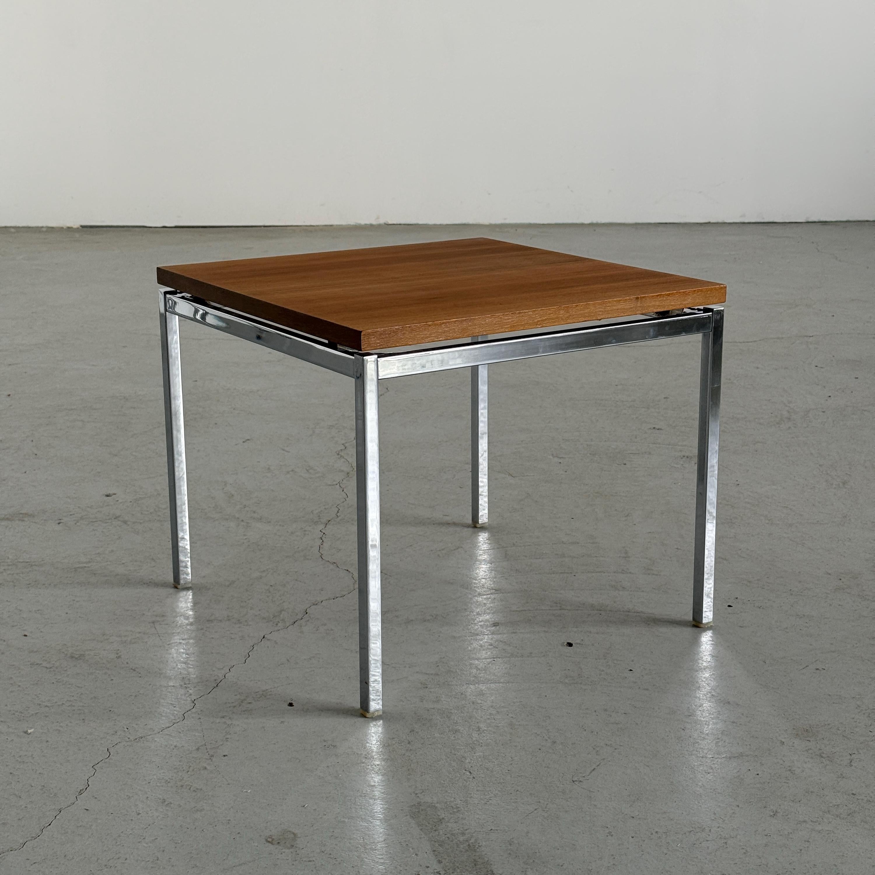 Chrome and Wood Side Table Attributed to Florence Knoll
