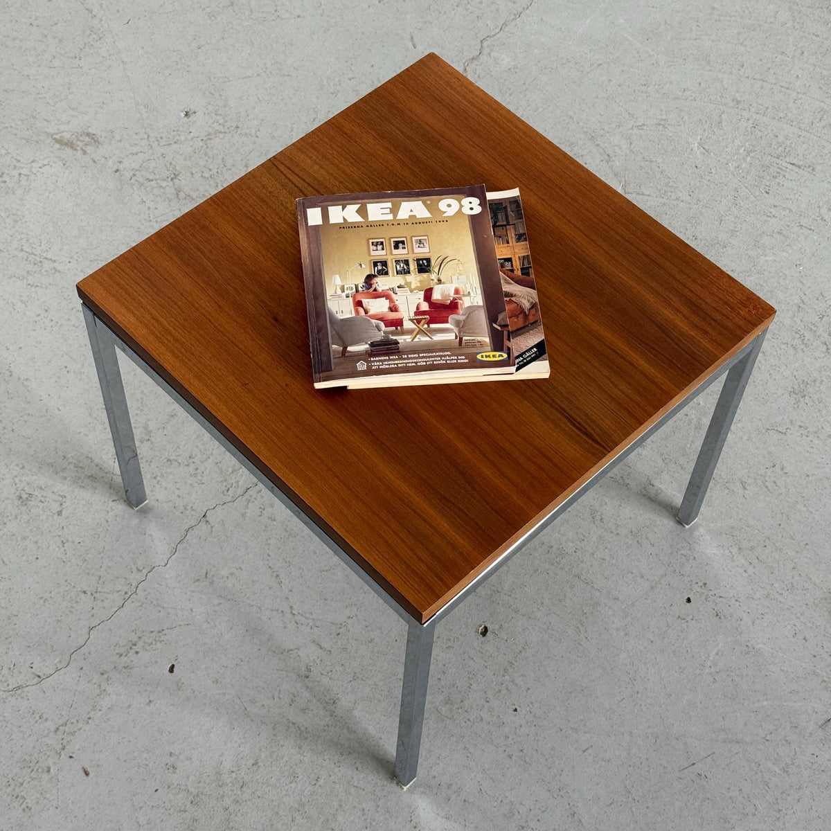 Chrome and Wood Side Table Attributed to Florence Knoll