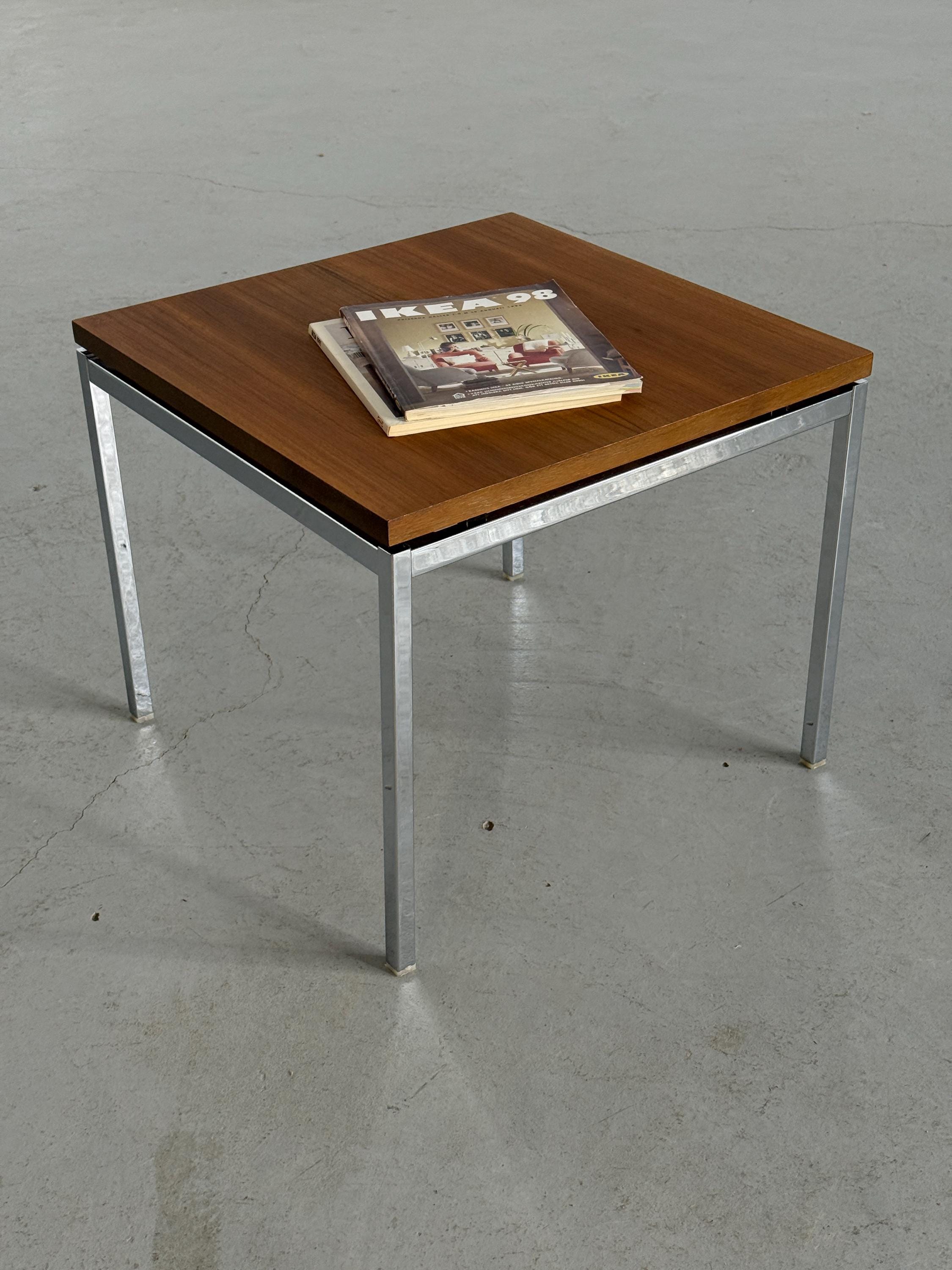 Chrome and Wood Side Table Attributed to Florence Knoll