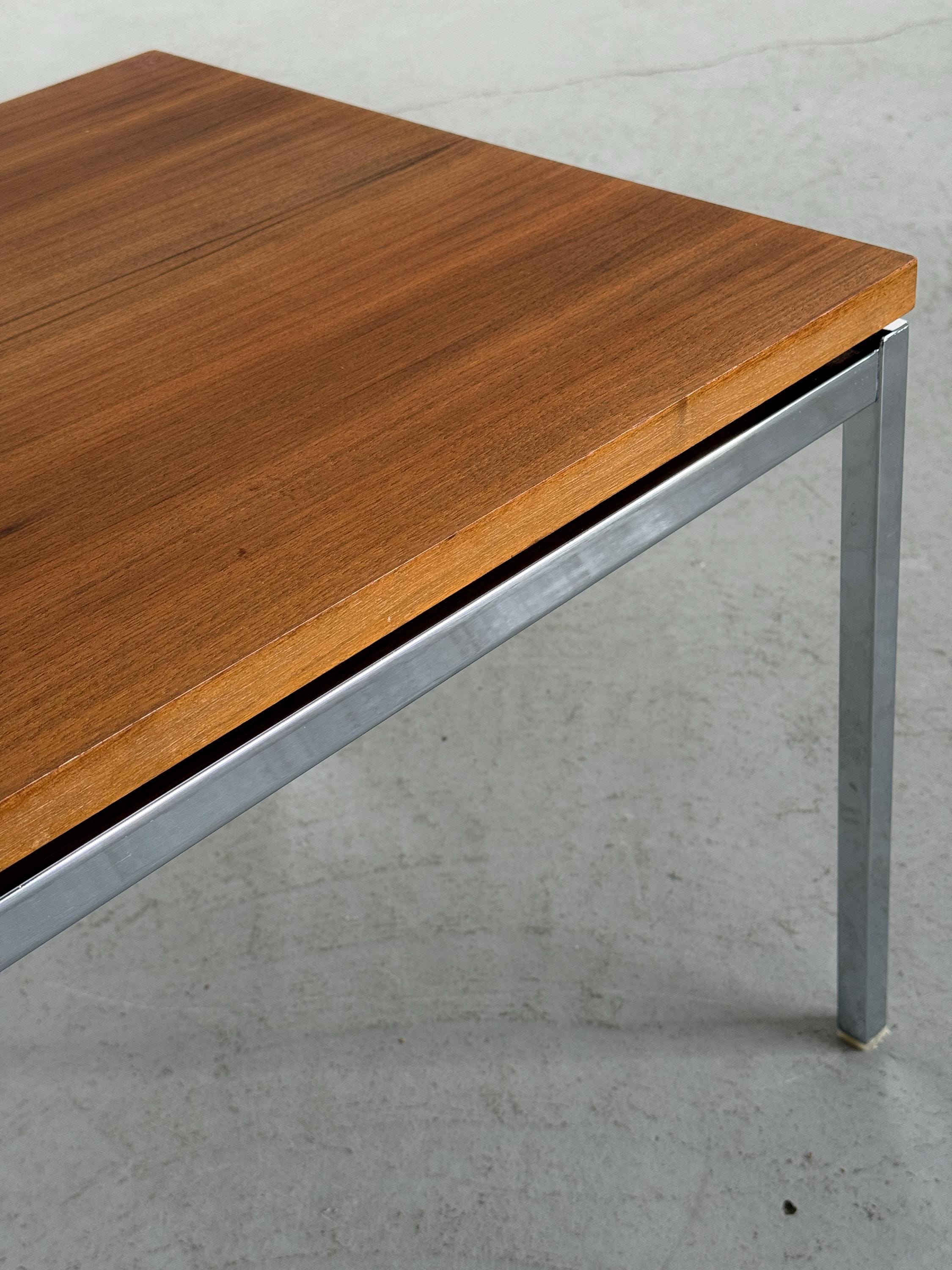 Chrome and Wood Side Table Attributed to Florence Knoll