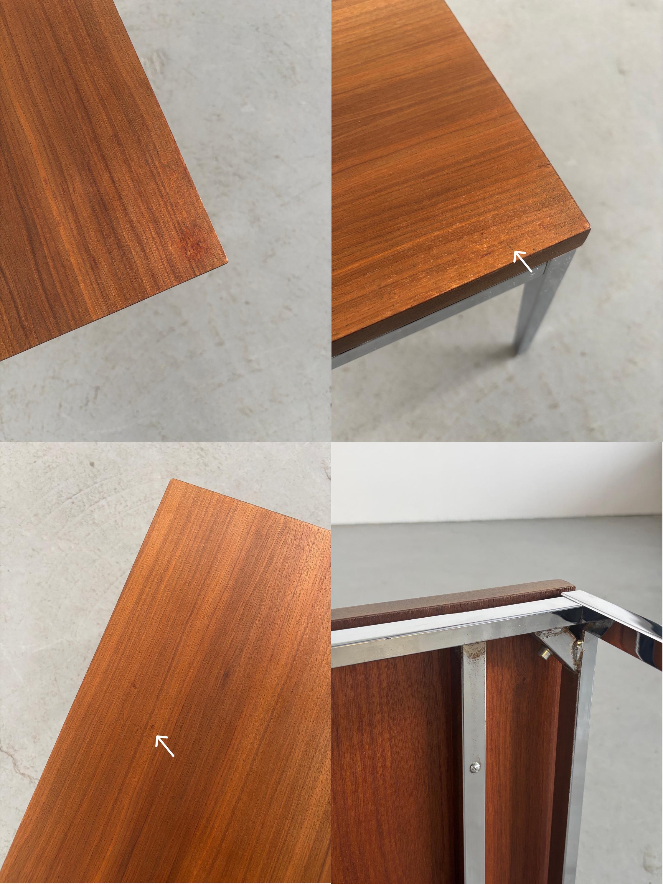 Chrome and Wood Side Table Attributed to Florence Knoll