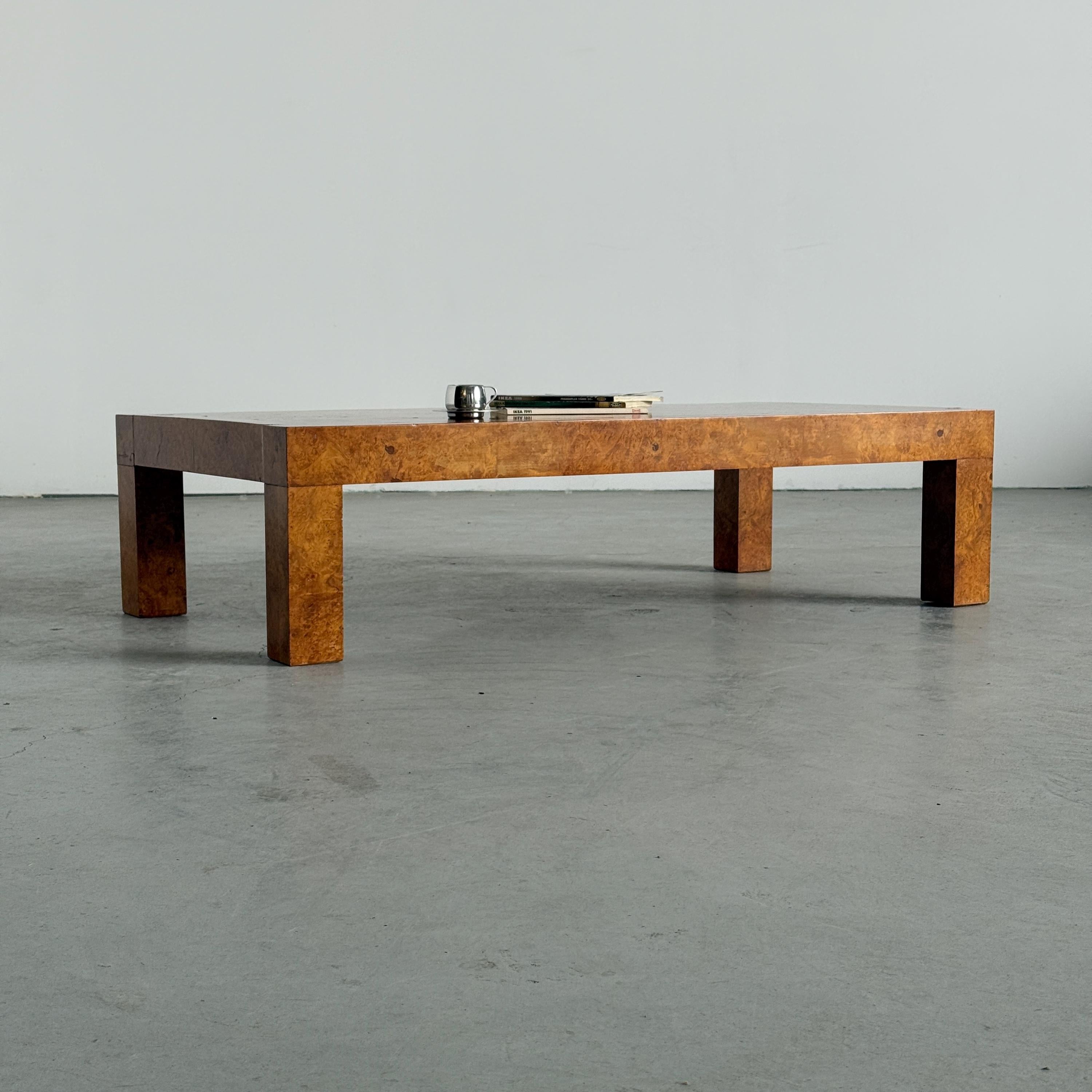 Large Milo Baughman Style Burlwood Coffee Table