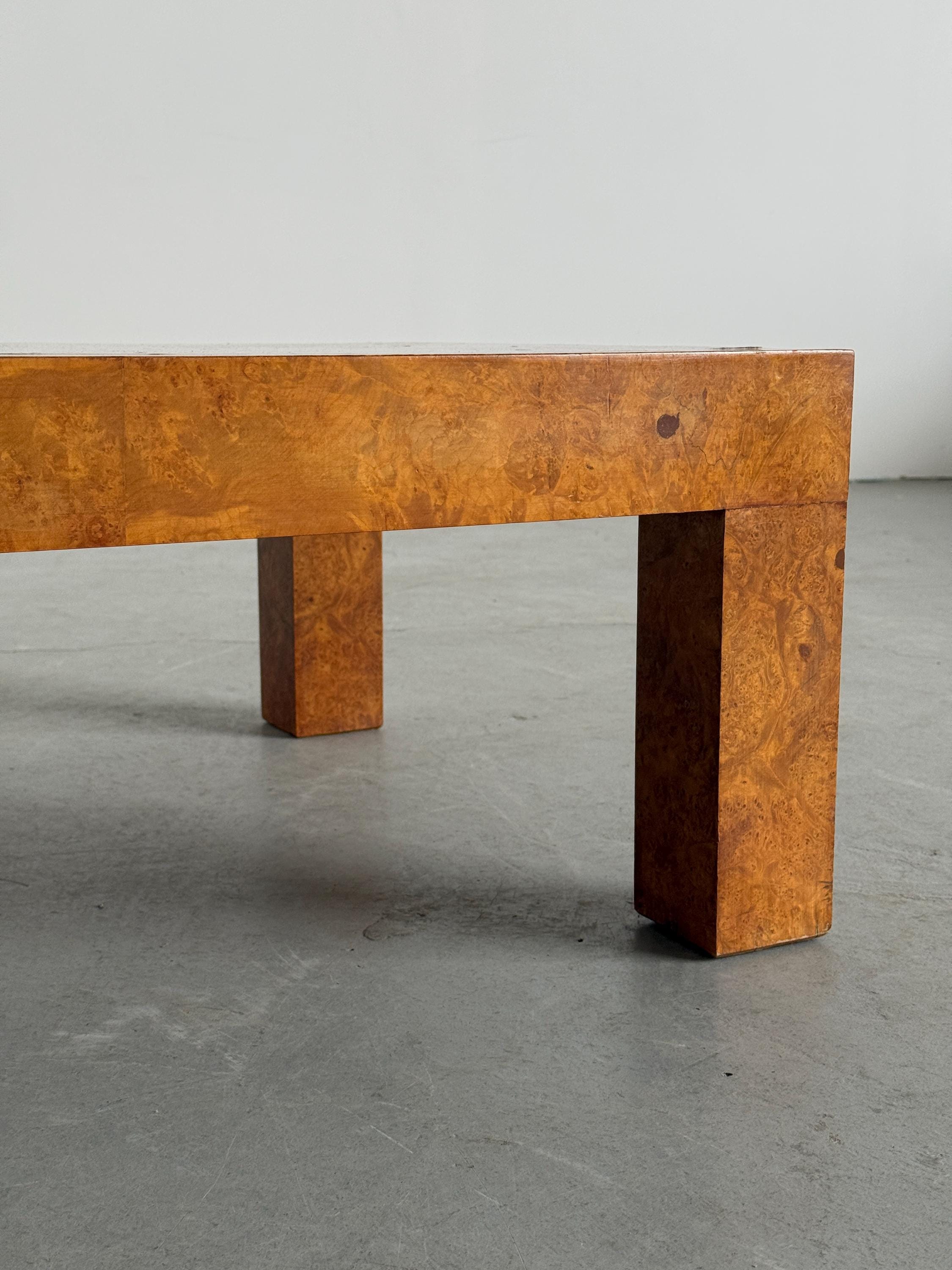 Large Milo Baughman Style Burlwood Coffee Table