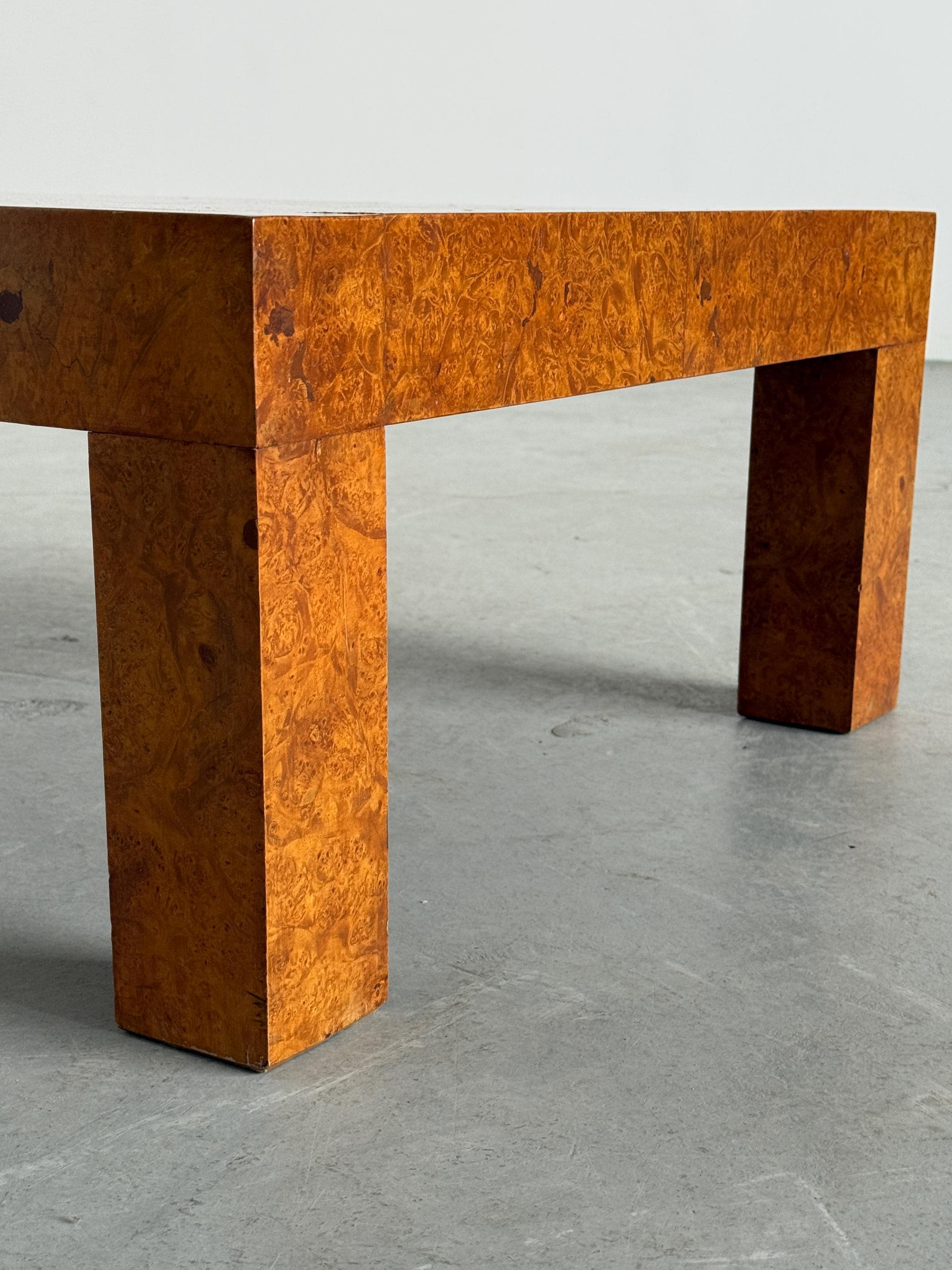 Large Milo Baughman Style Burlwood Coffee Table