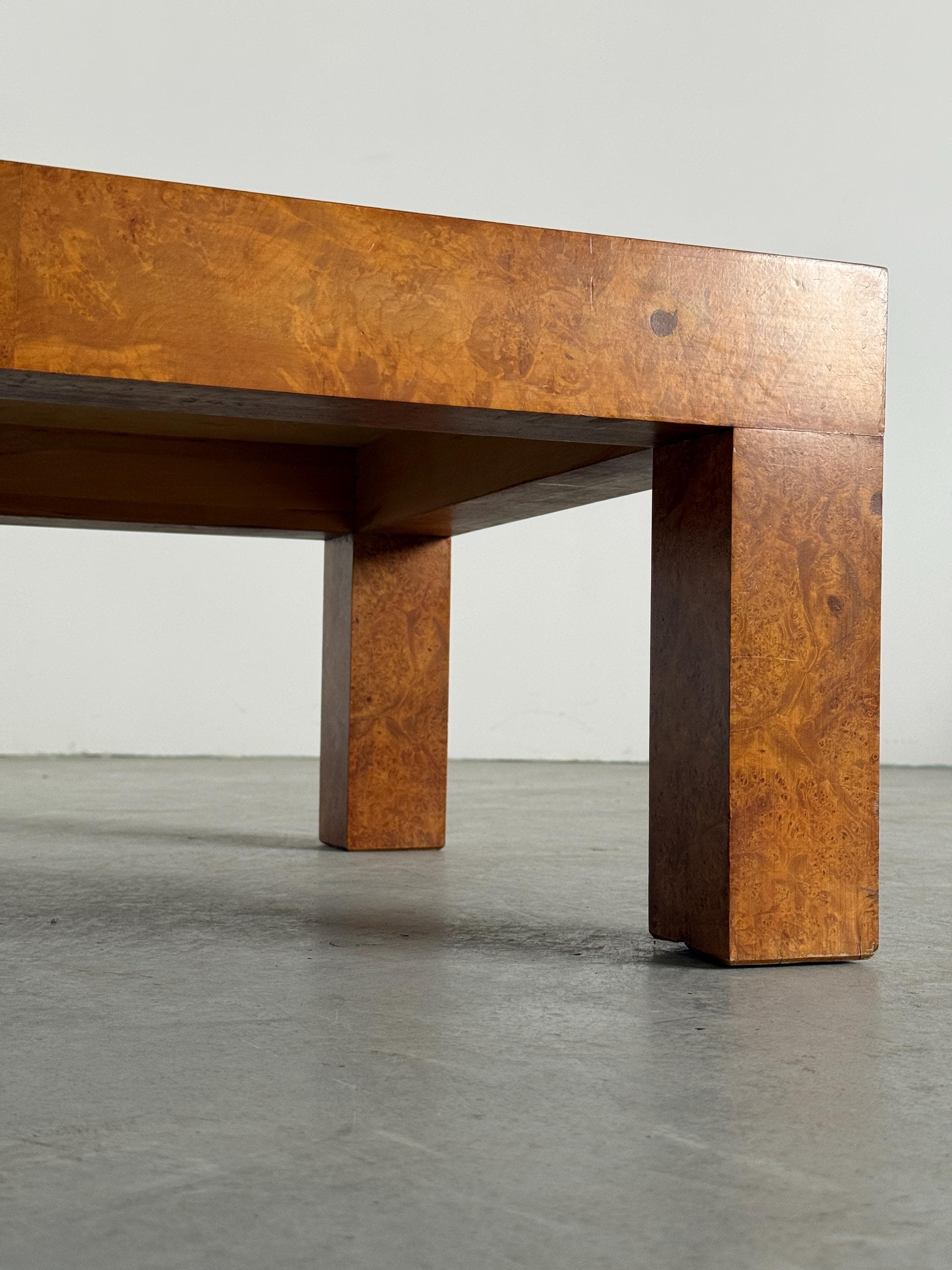 Large Milo Baughman Style Burlwood Coffee Table