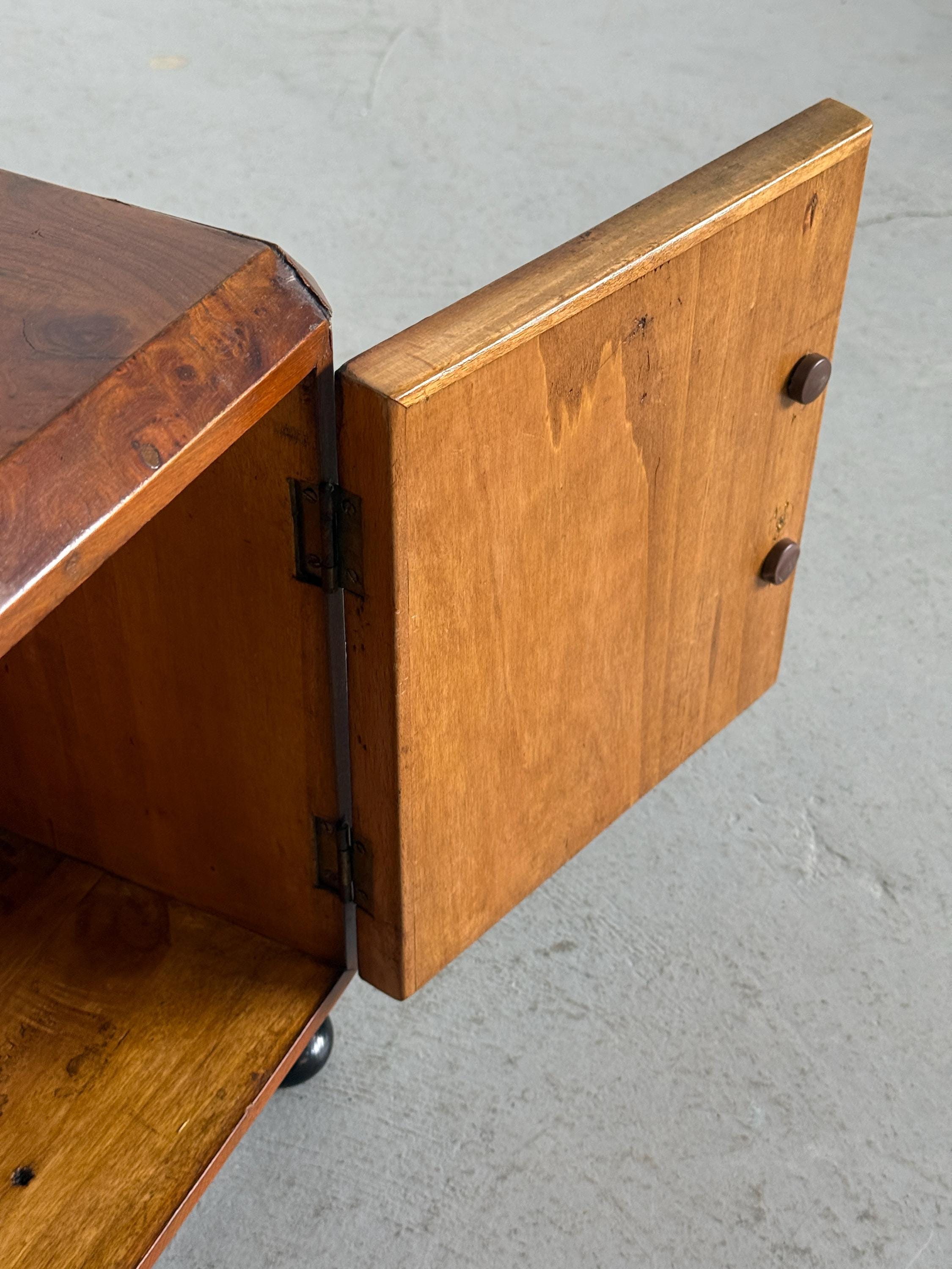 Art Deco Burlwood Walnut Nightstands