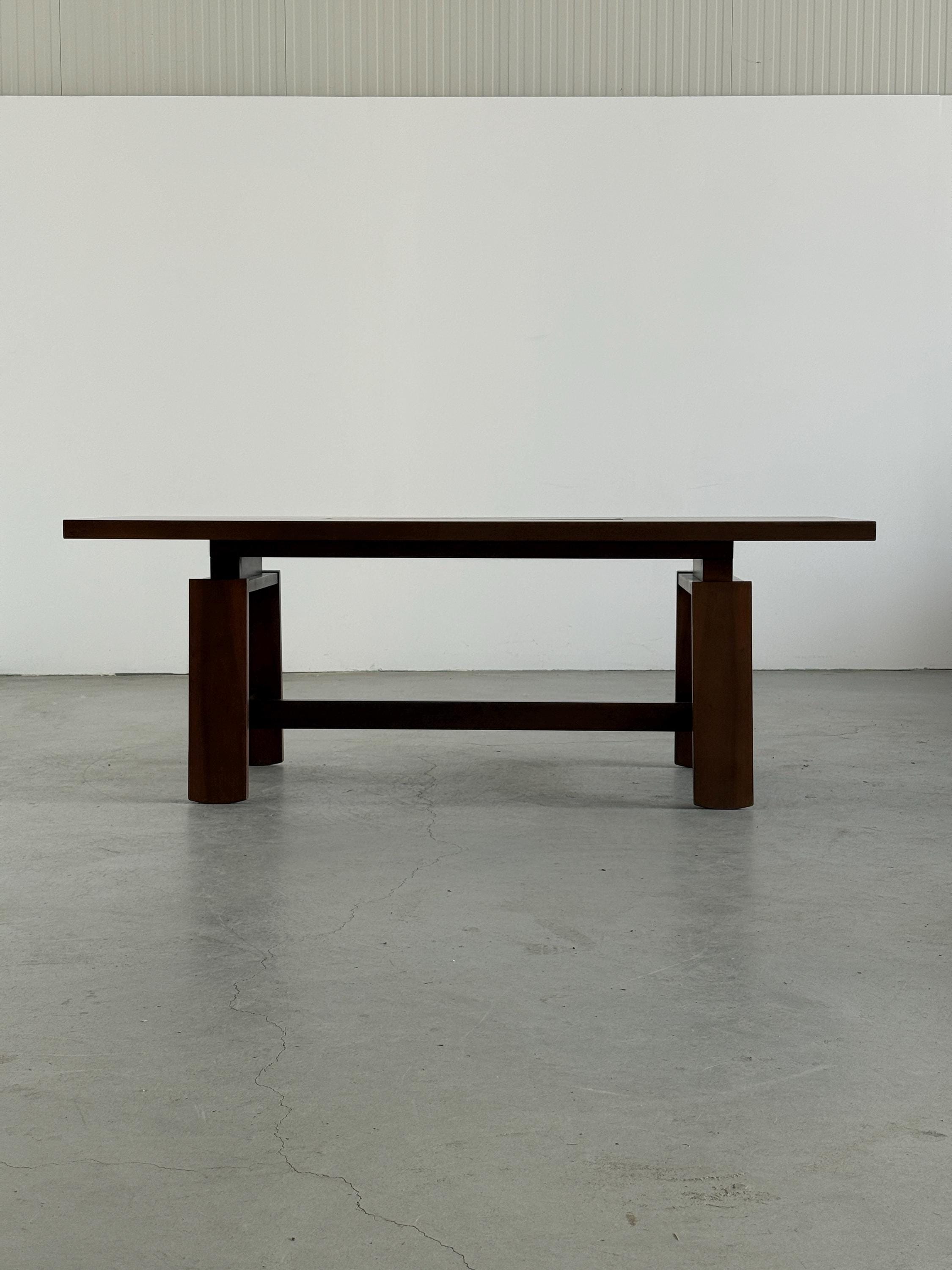 Large Walnut Dining Table by Silvio Coppola for Bernini
