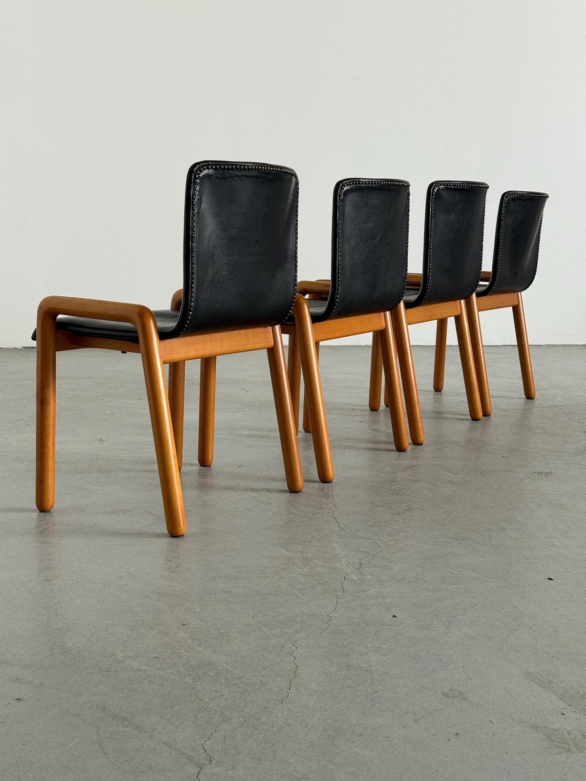 Leather Dining Armchairs in the Style of Guido Faleschini