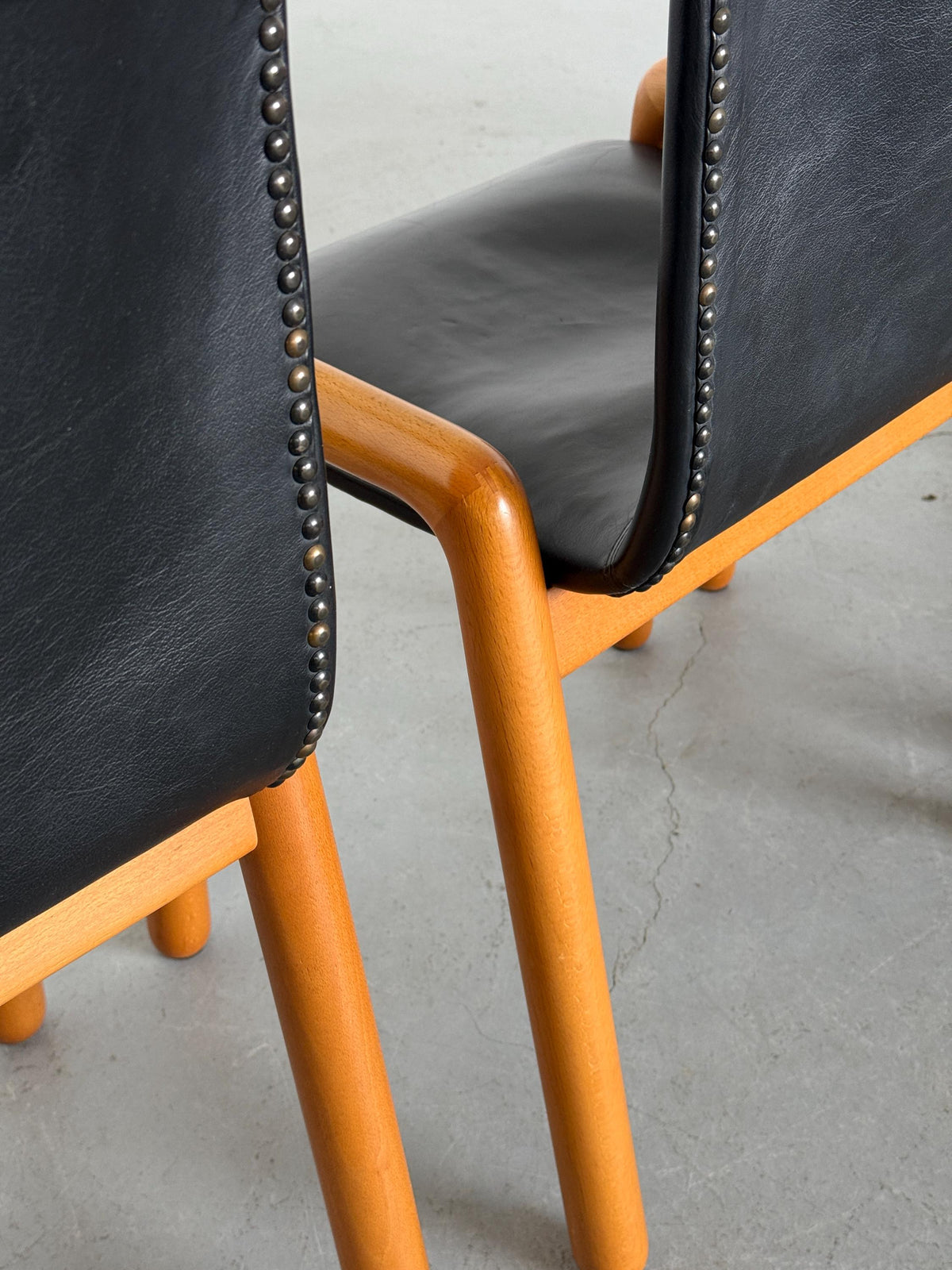 Leather Dining Armchairs in the Style of Guido Faleschini