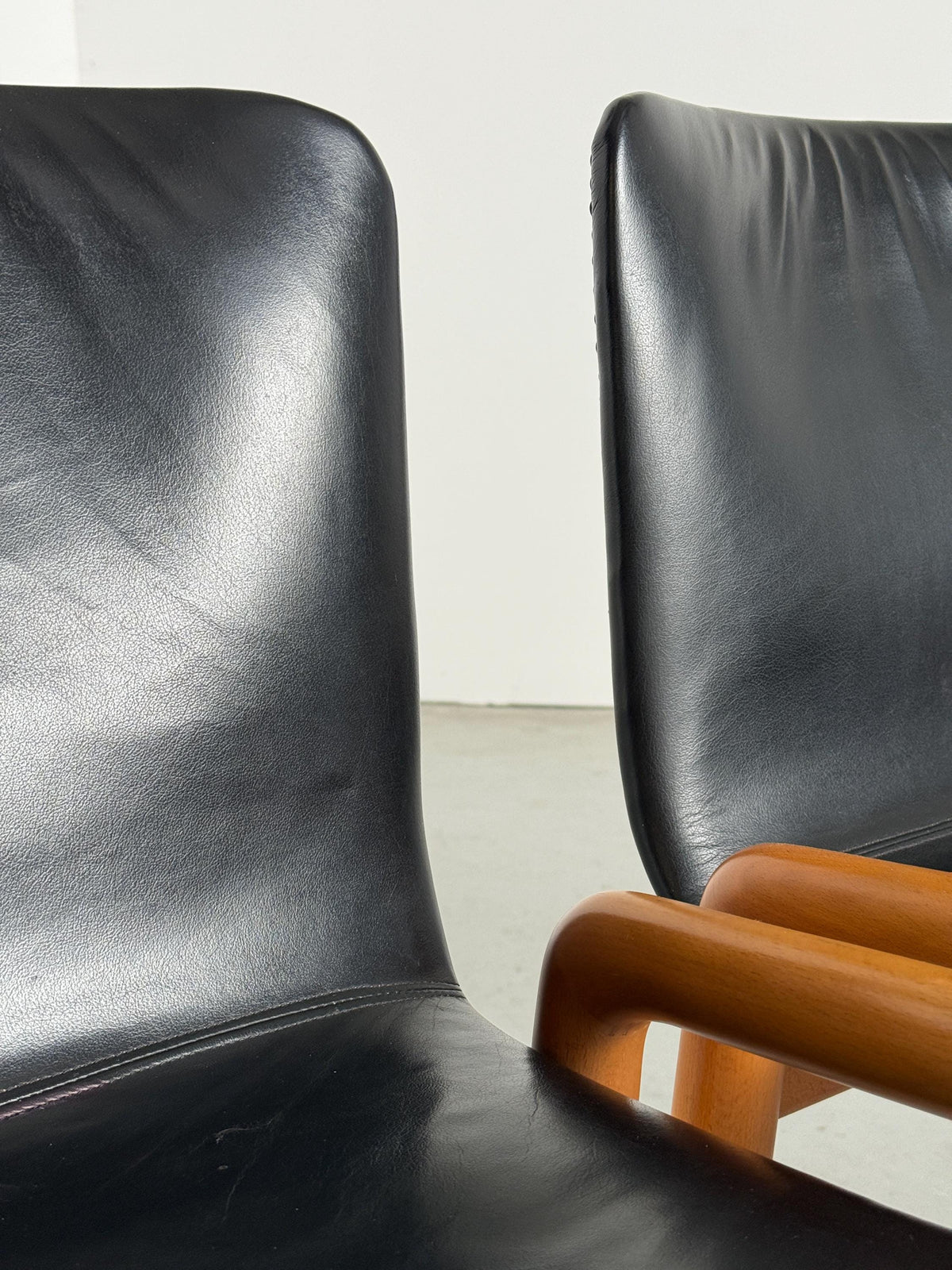Leather Dining Armchairs in the Style of Guido Faleschini