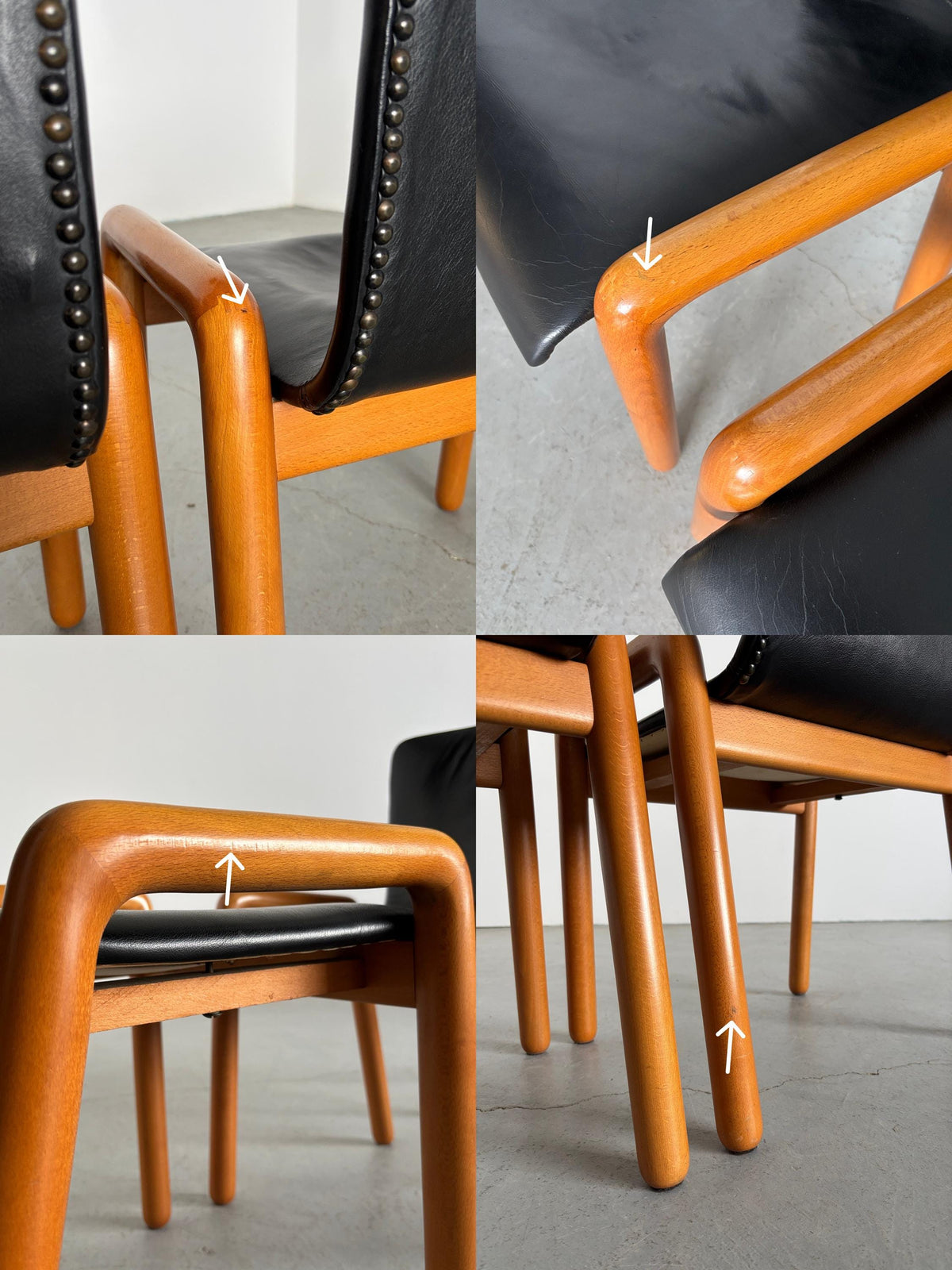 Leather Dining Armchairs in the Style of Guido Faleschini