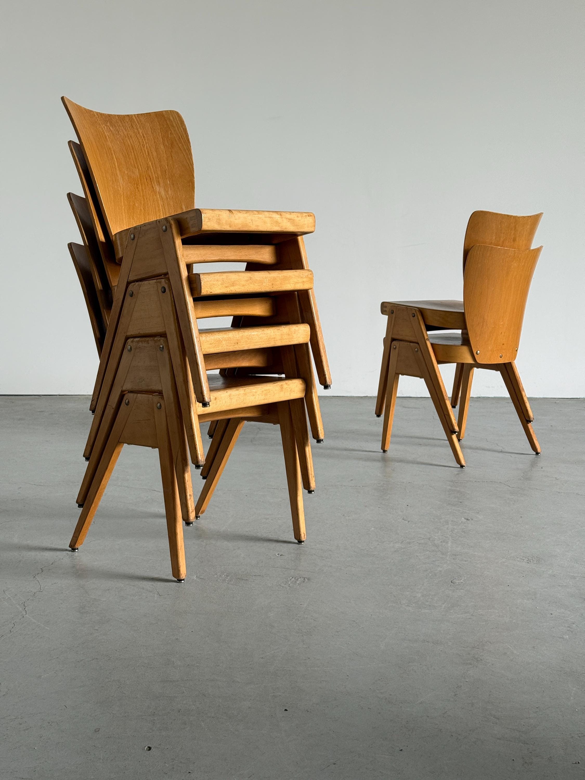 Stackable Mid-Century Dining Chairs by Kaderer