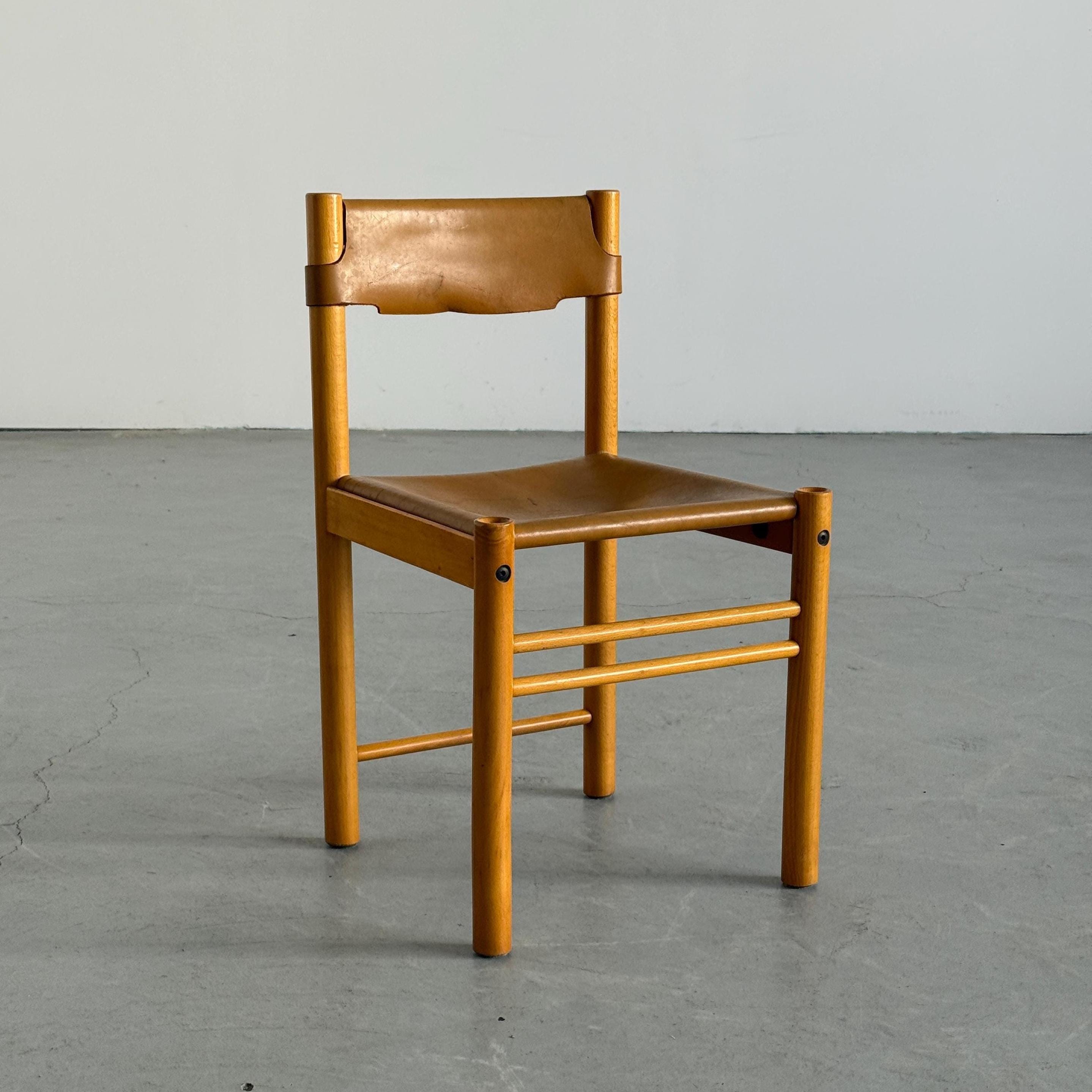 Dining Chair by Ibisco Sedie in Cognac Leather