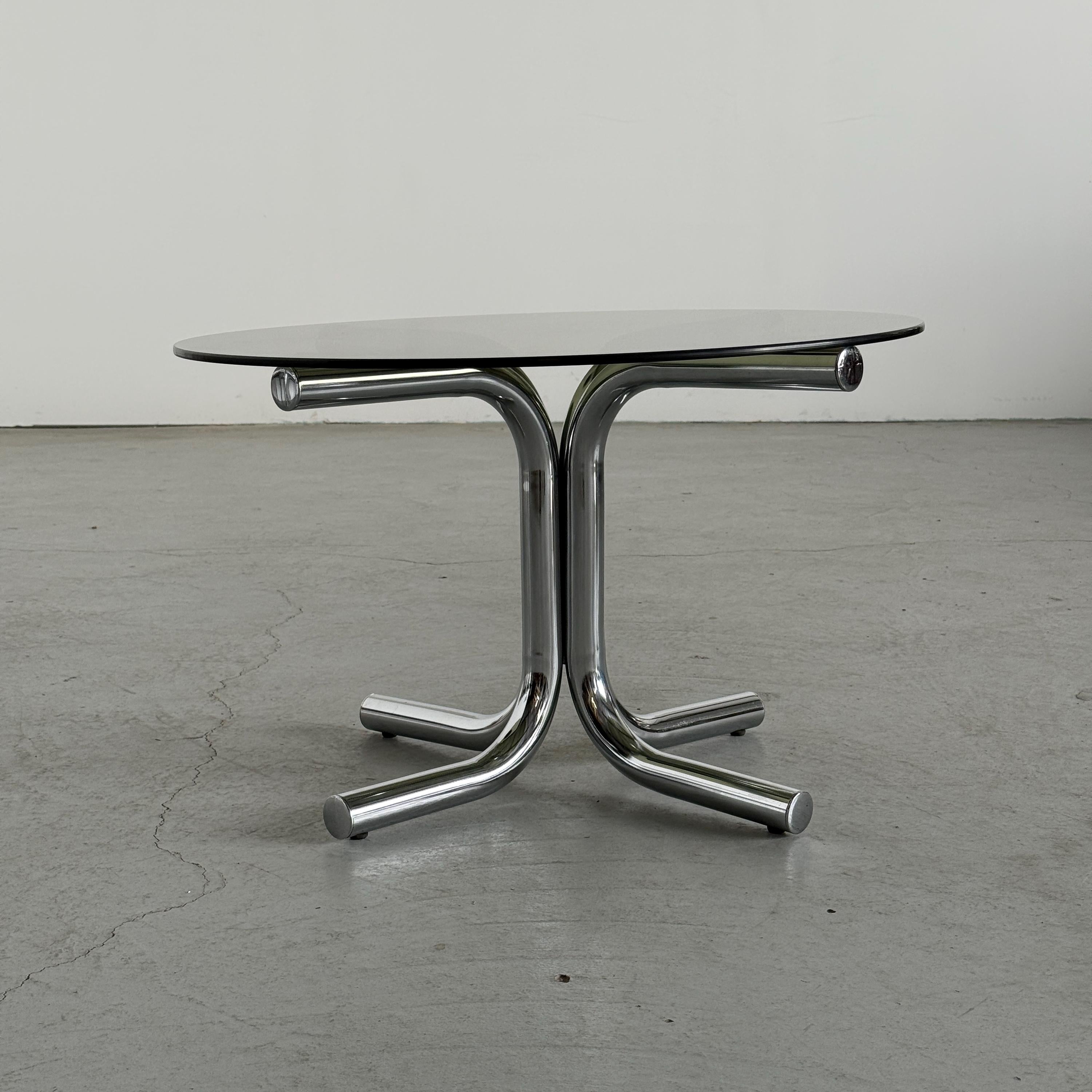 Postmodern Chrome and Smoked Glass Coffee Table