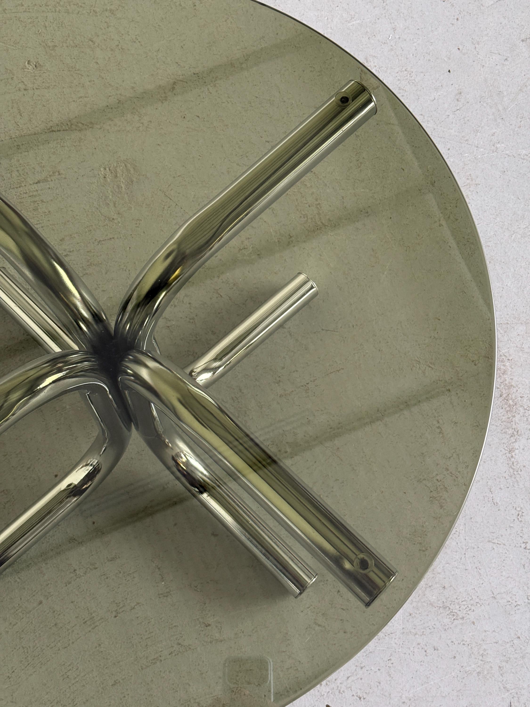 Postmodern Chrome and Smoked Glass Coffee Table