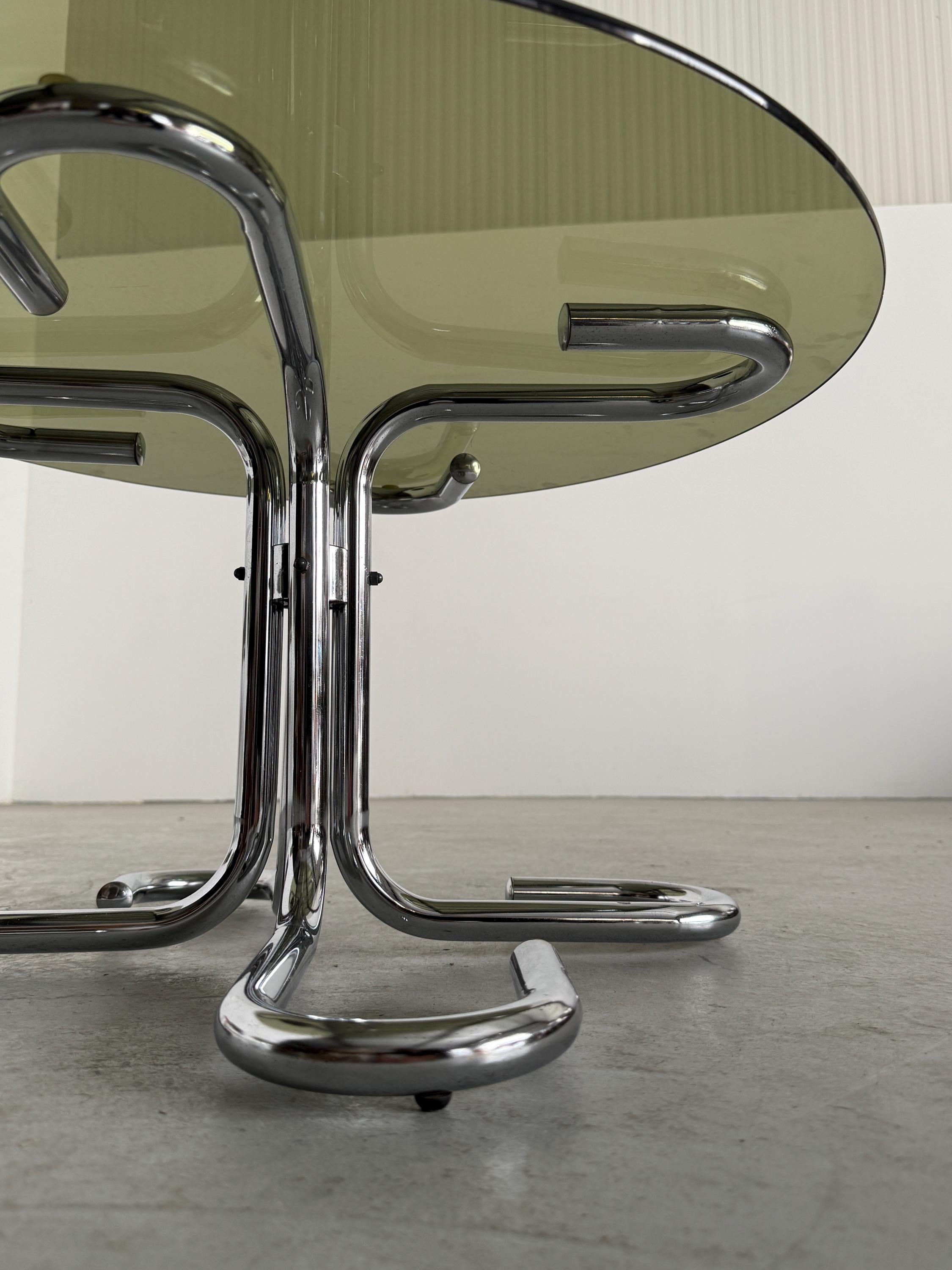 Chromed Tubular Steel and Smoked Glass Coffee Table