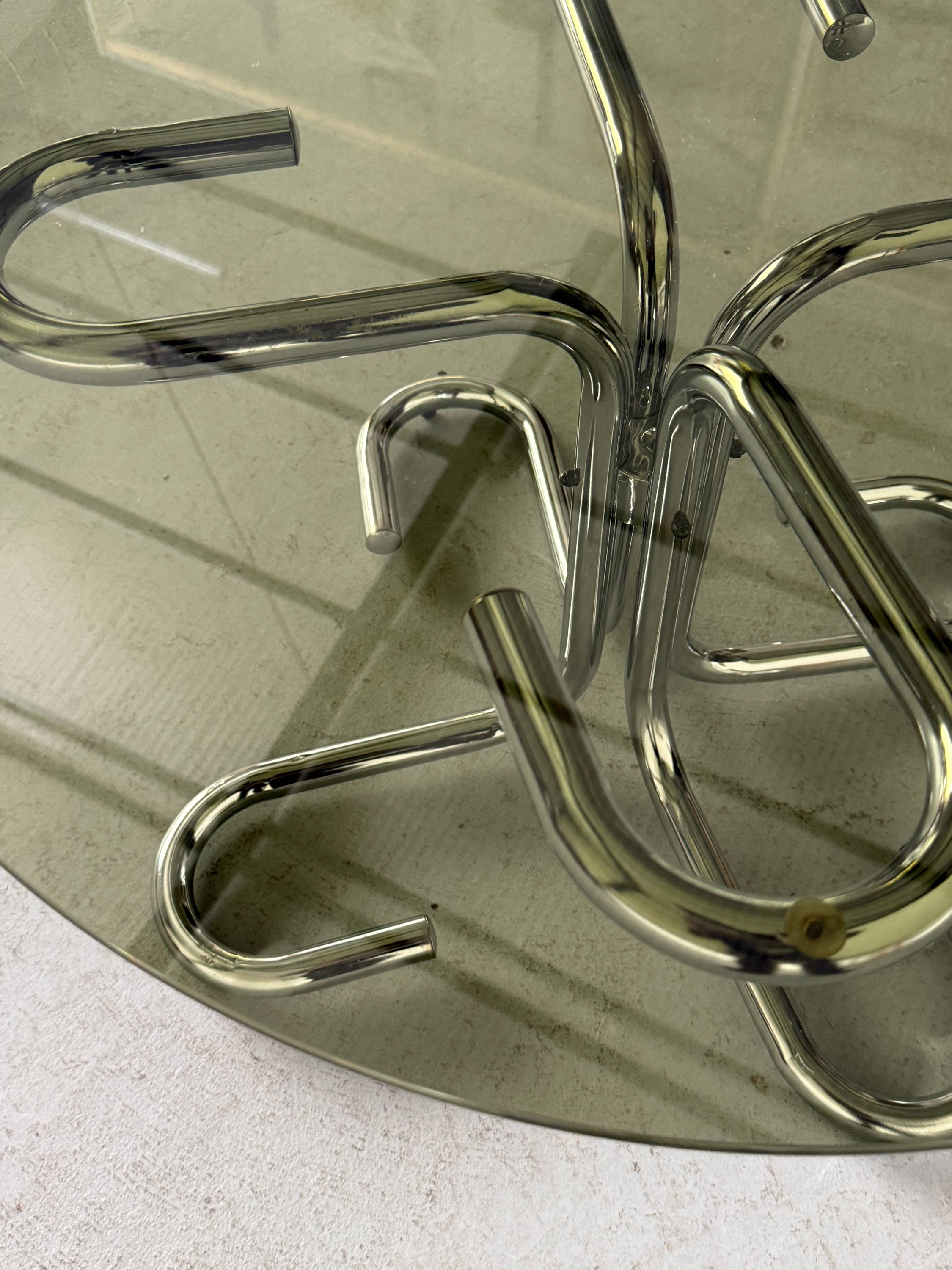 Chromed Tubular Steel and Smoked Glass Coffee Table