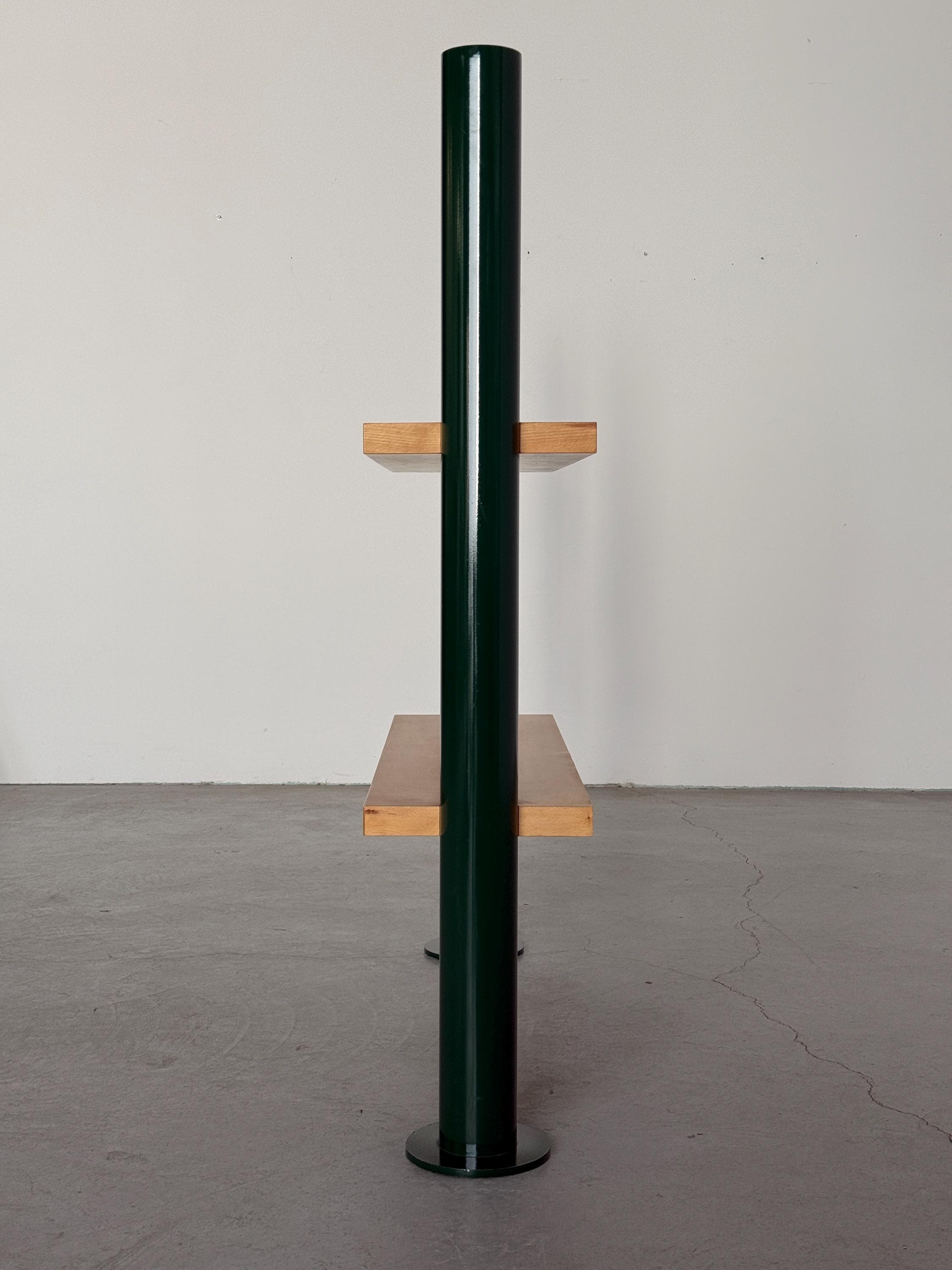 Postmodern Shelving Unit in Green Lacquered Steel
