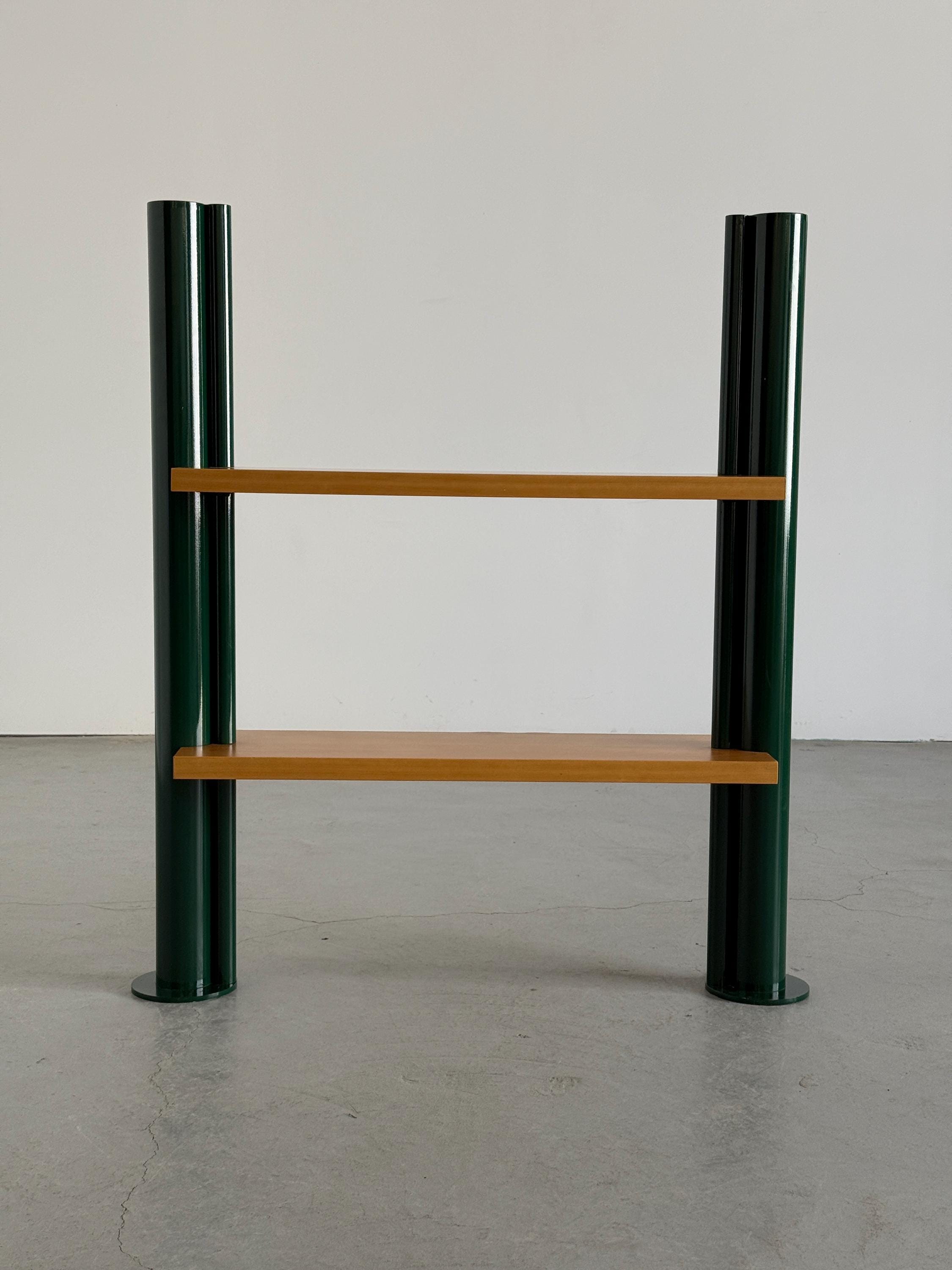 Postmodern Shelving Unit in Green Lacquered Steel