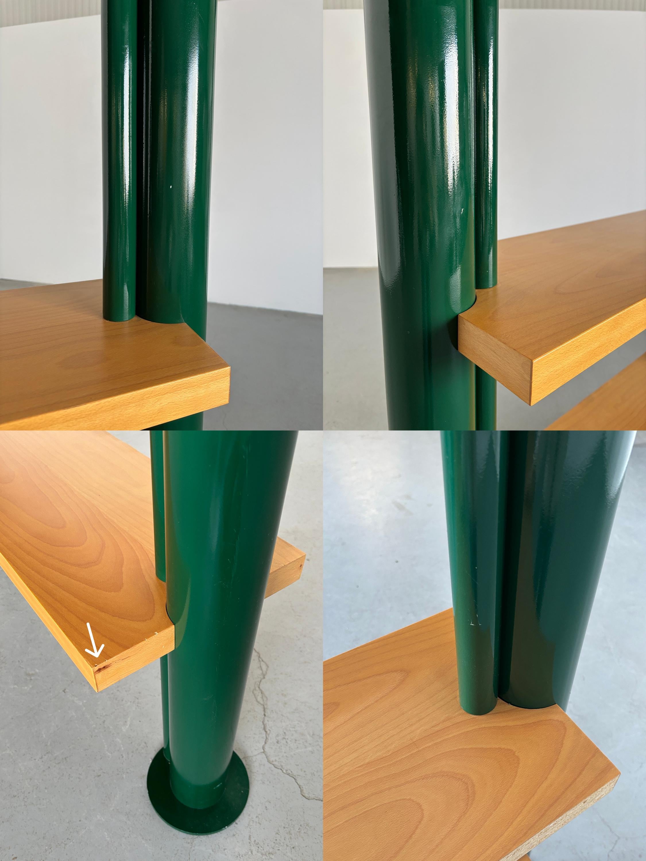 Postmodern Shelving Unit in Green Lacquered Steel