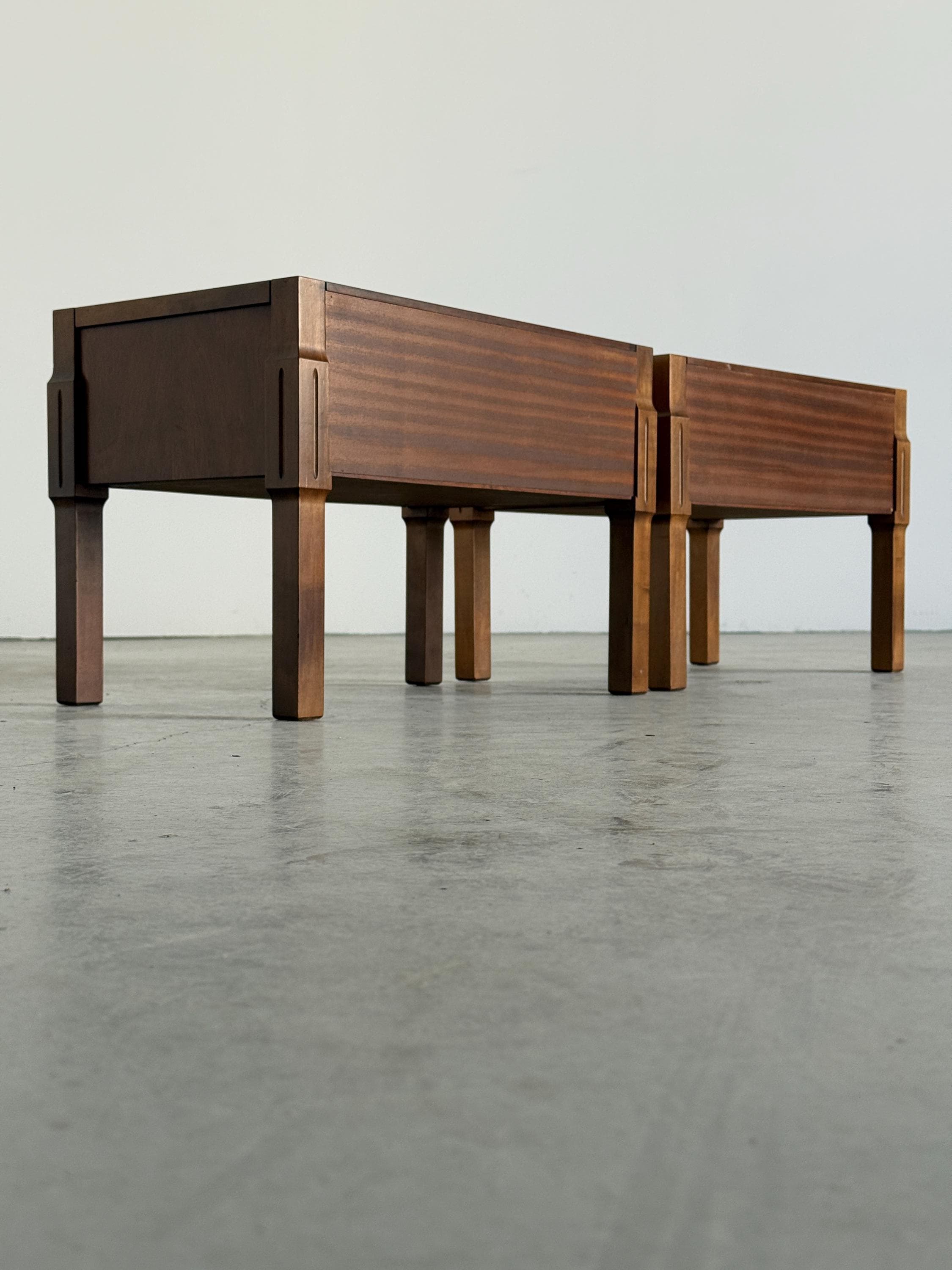Low Wooden Bedside Tables with Drawers
