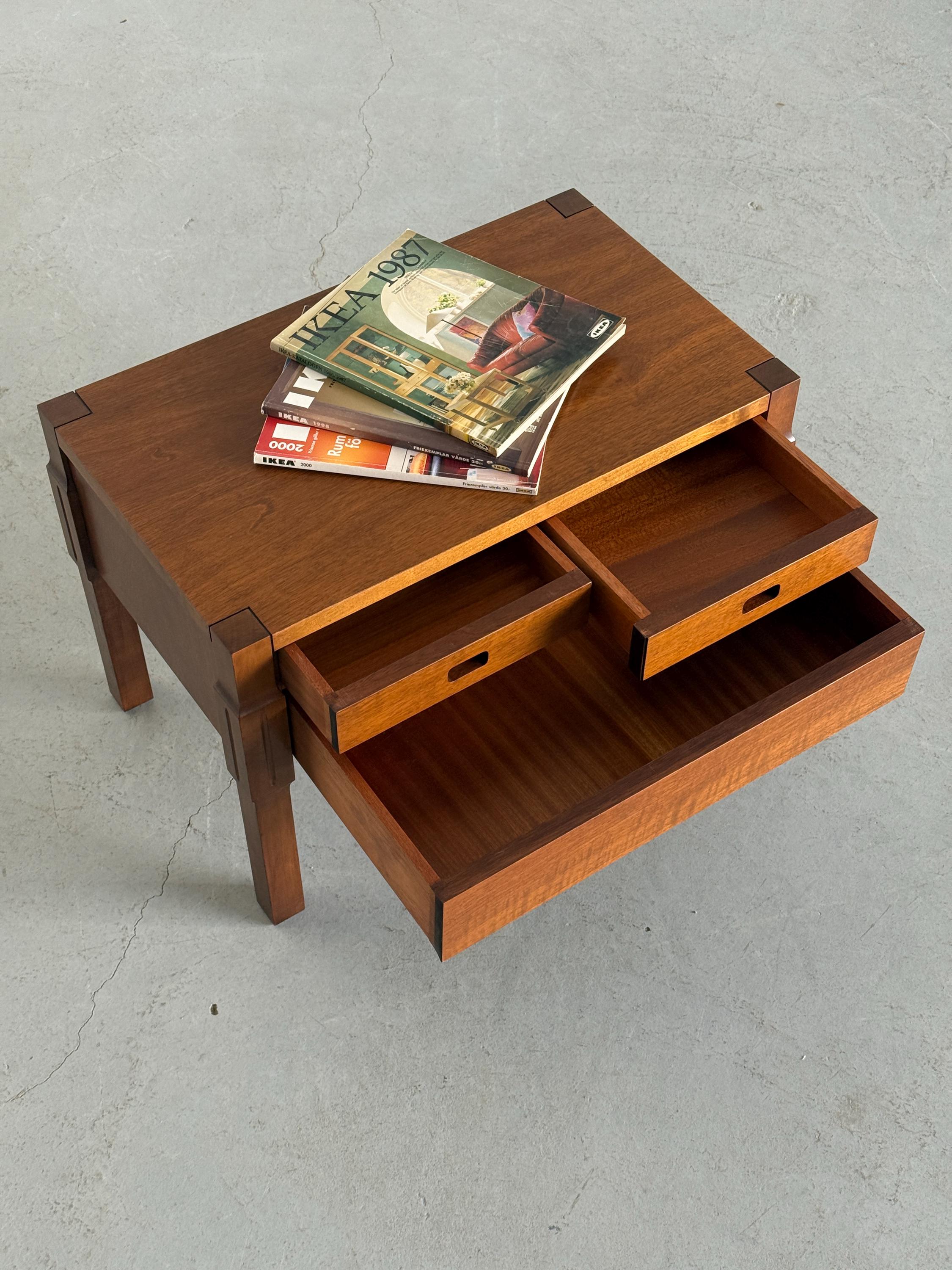 Low Wooden Bedside Tables with Drawers
