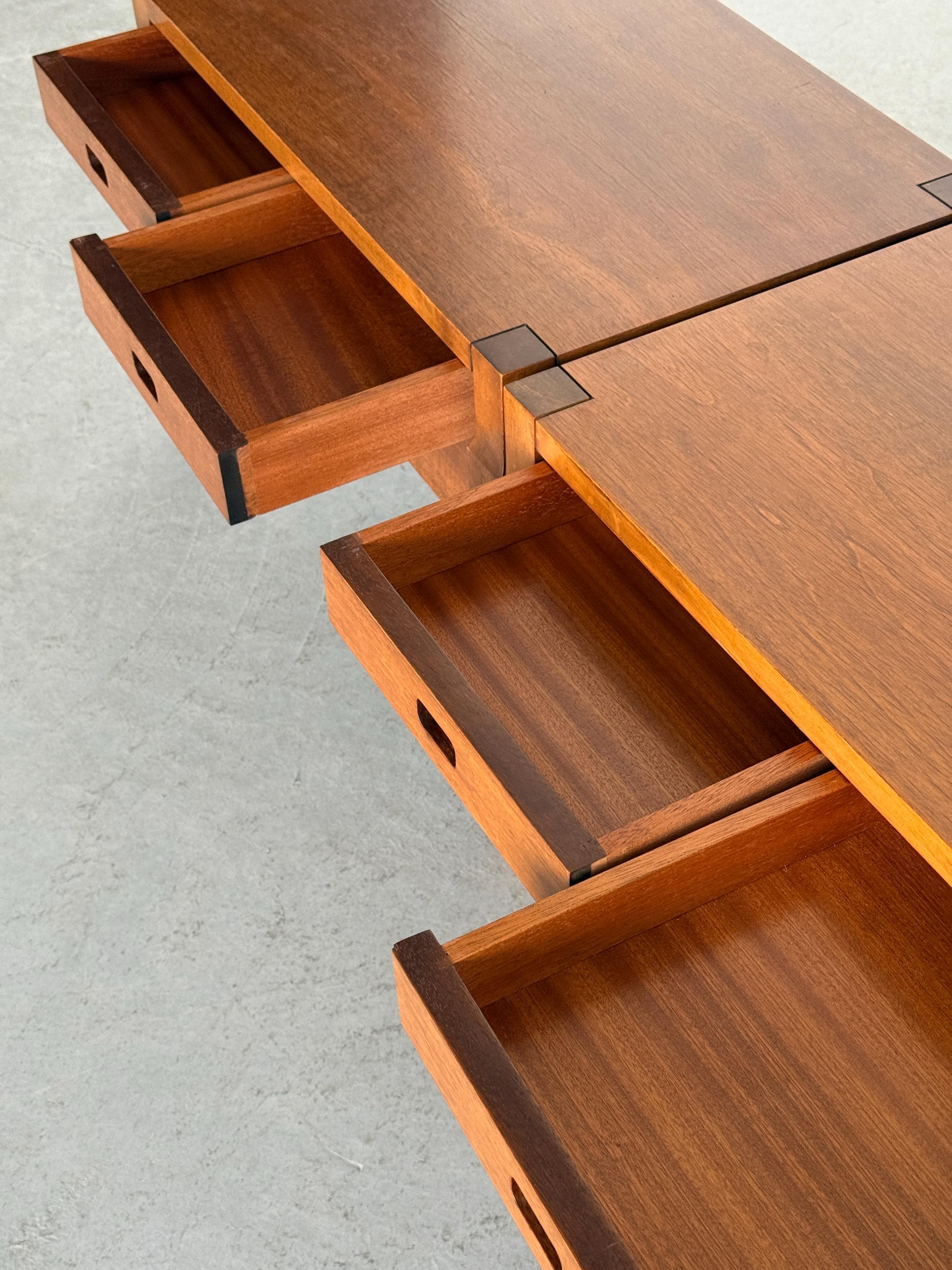 Low Wooden Bedside Tables with Drawers