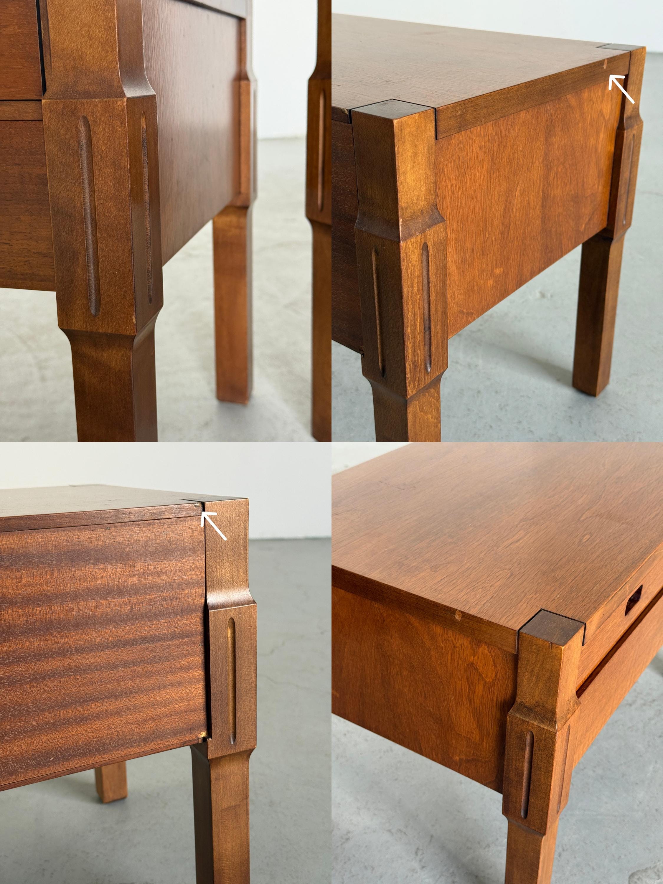 Low Wooden Bedside Tables with Drawers
