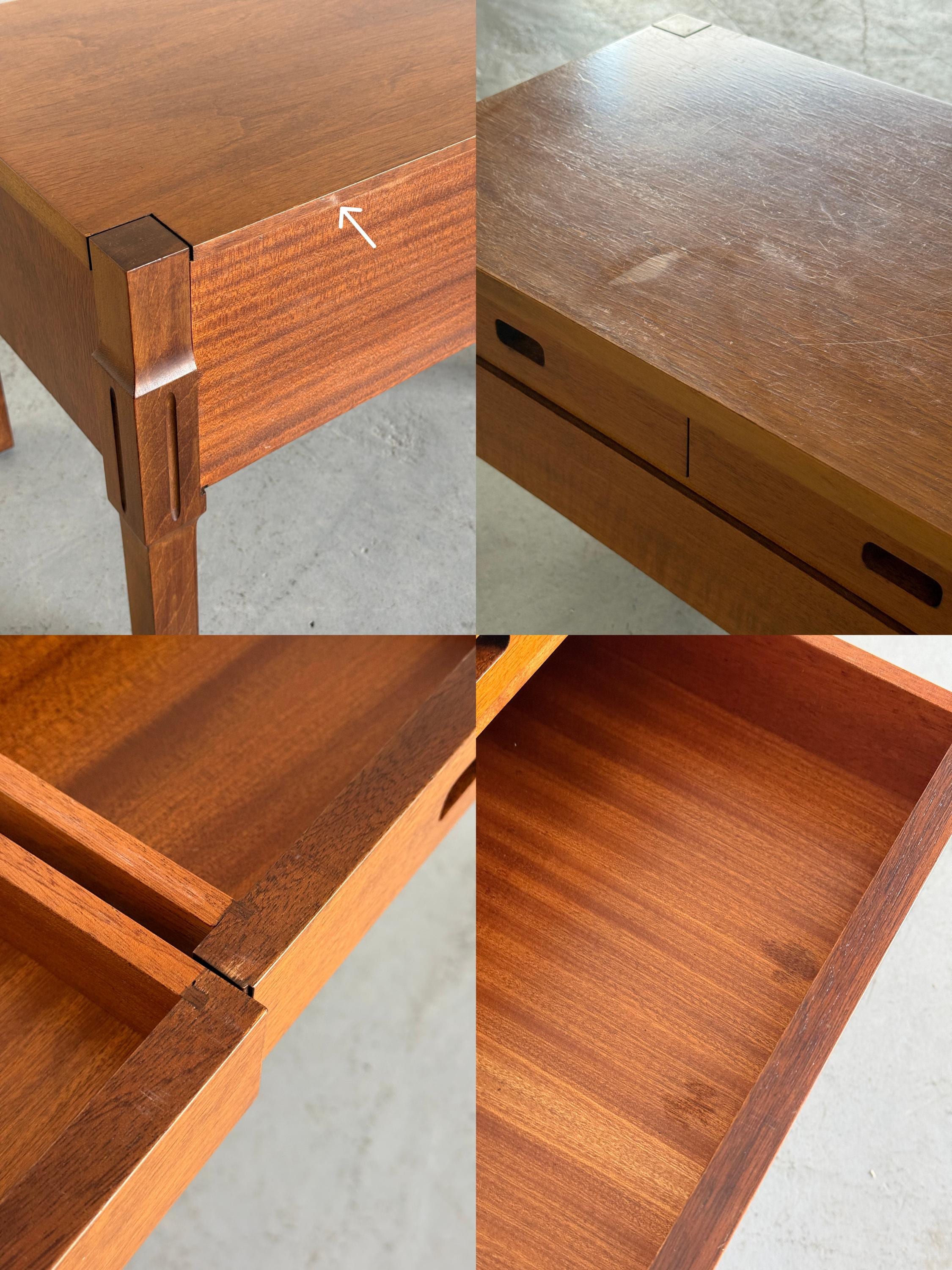 Low Wooden Bedside Tables with Drawers