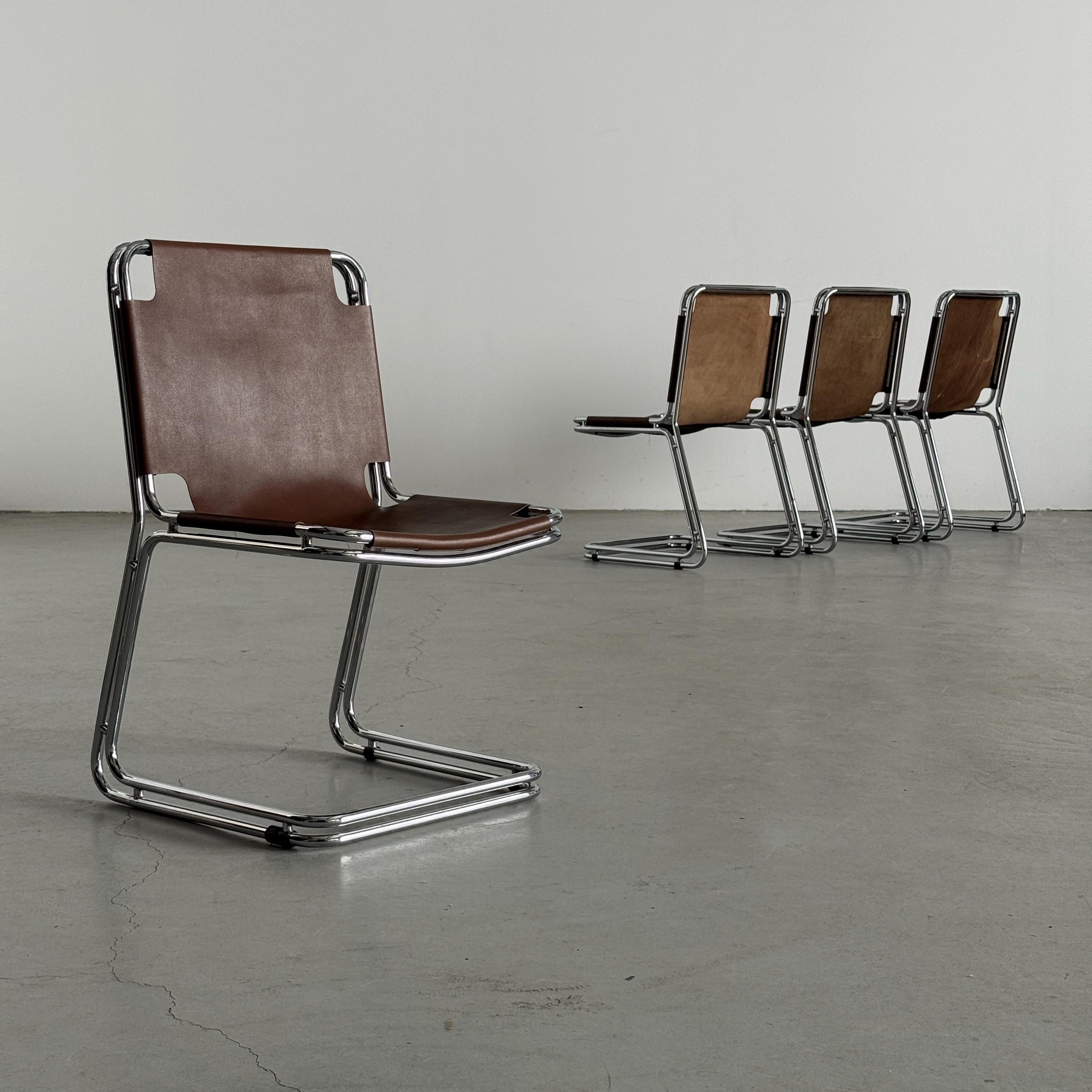 Saddle Leather Cantilever Chairs