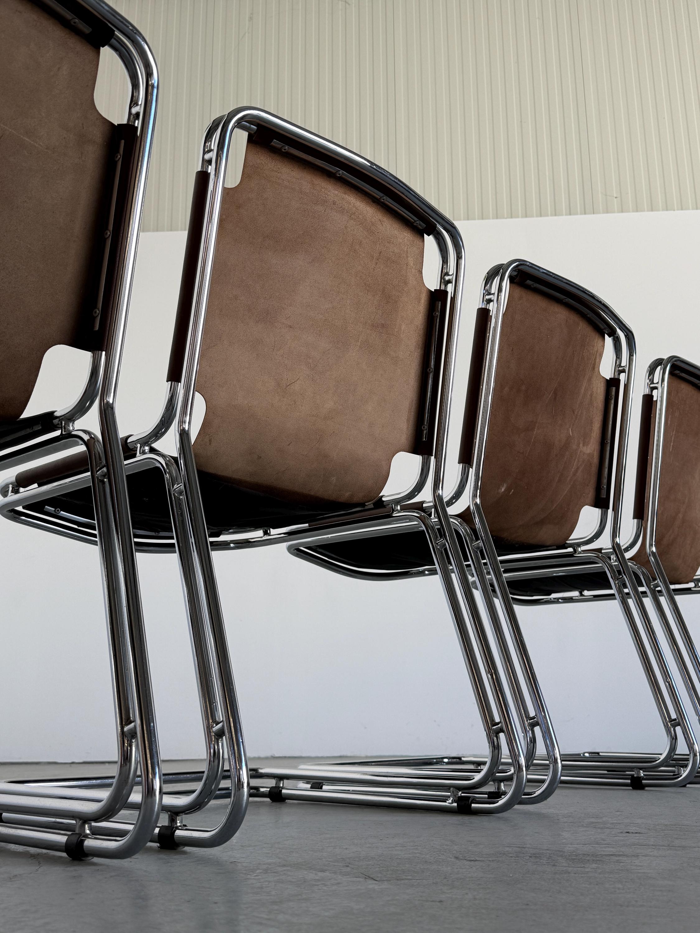 Saddle Leather Cantilever Chairs