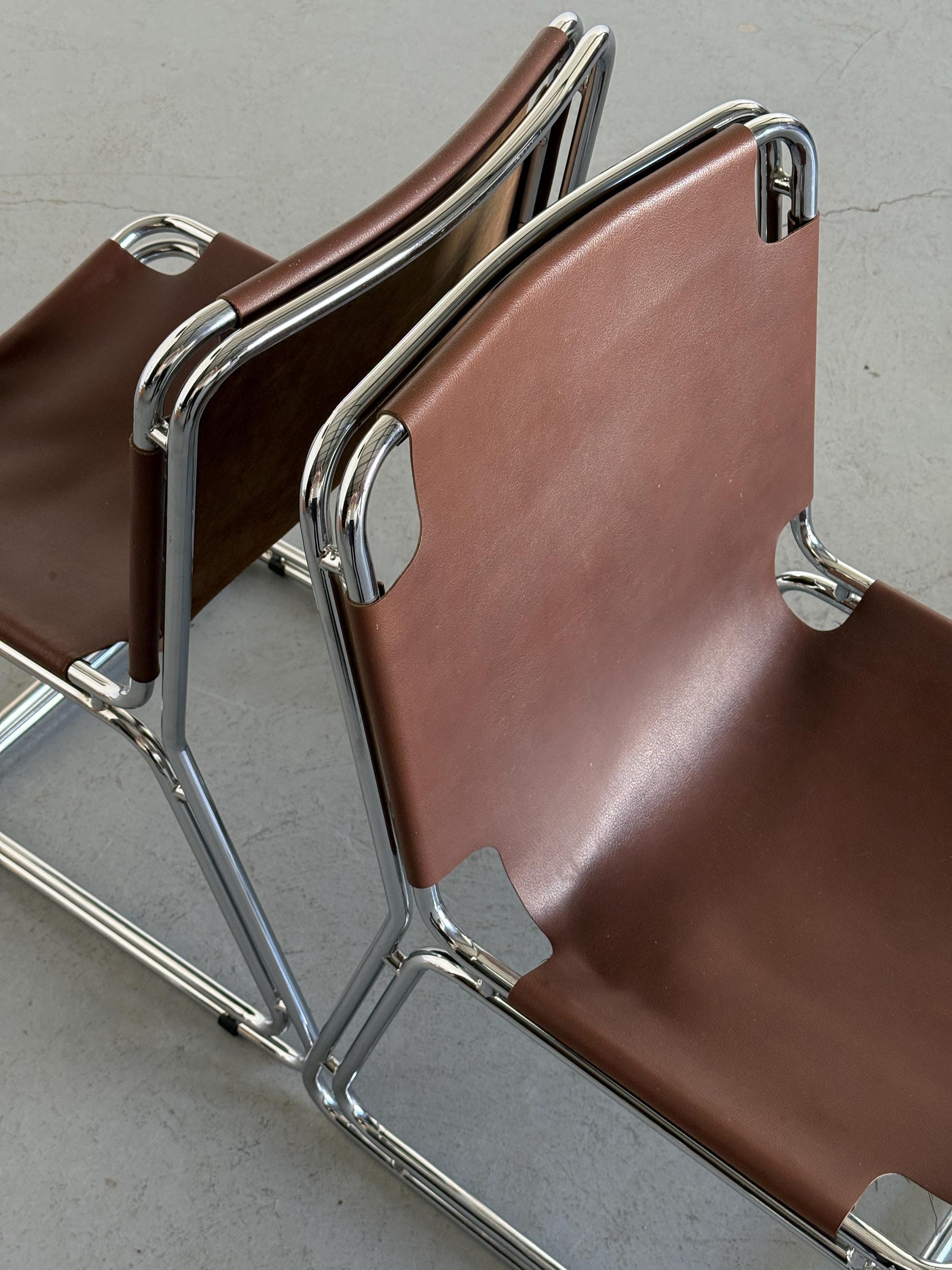 Saddle Leather Cantilever Chairs