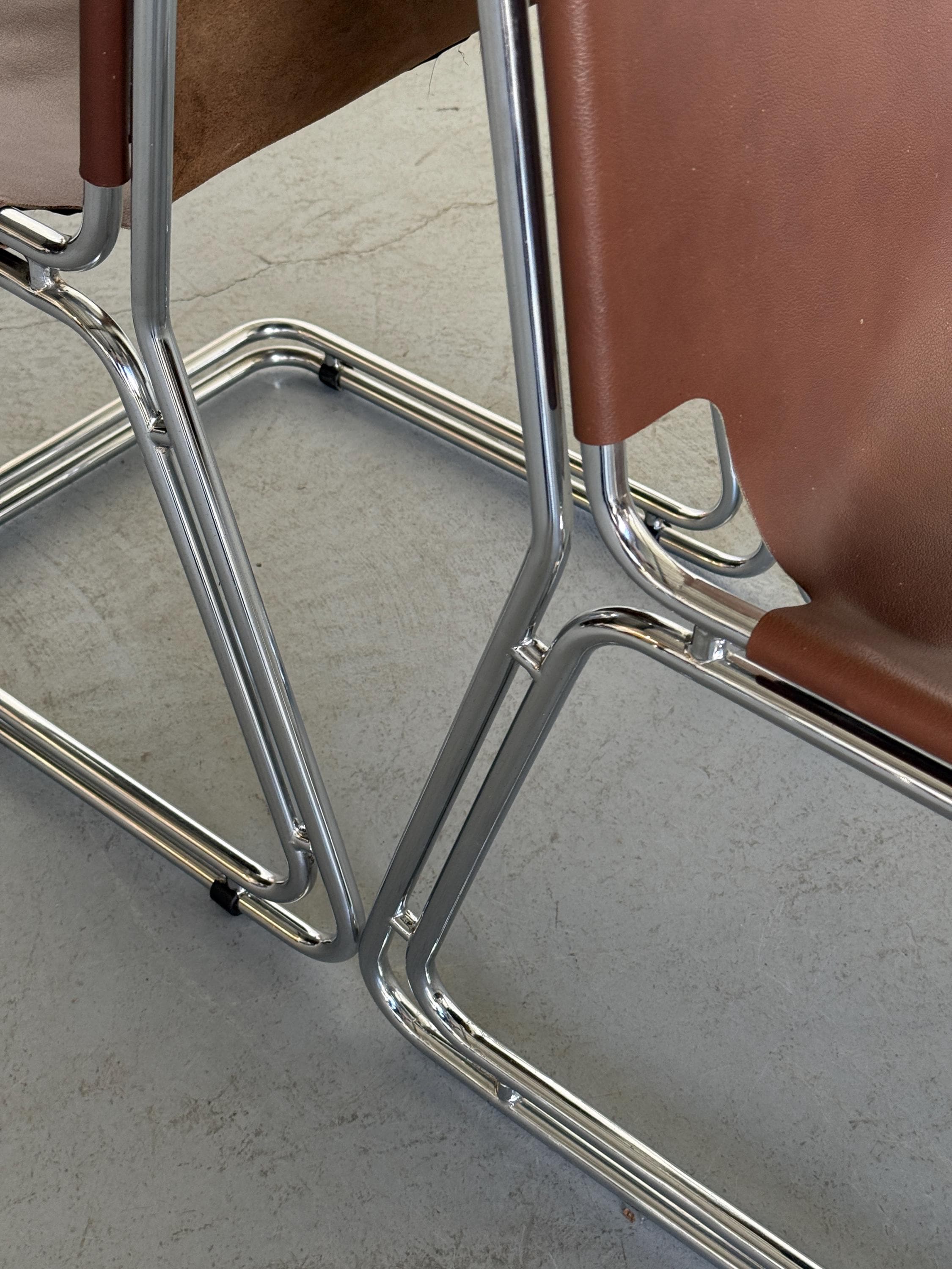 Saddle Leather Cantilever Chairs