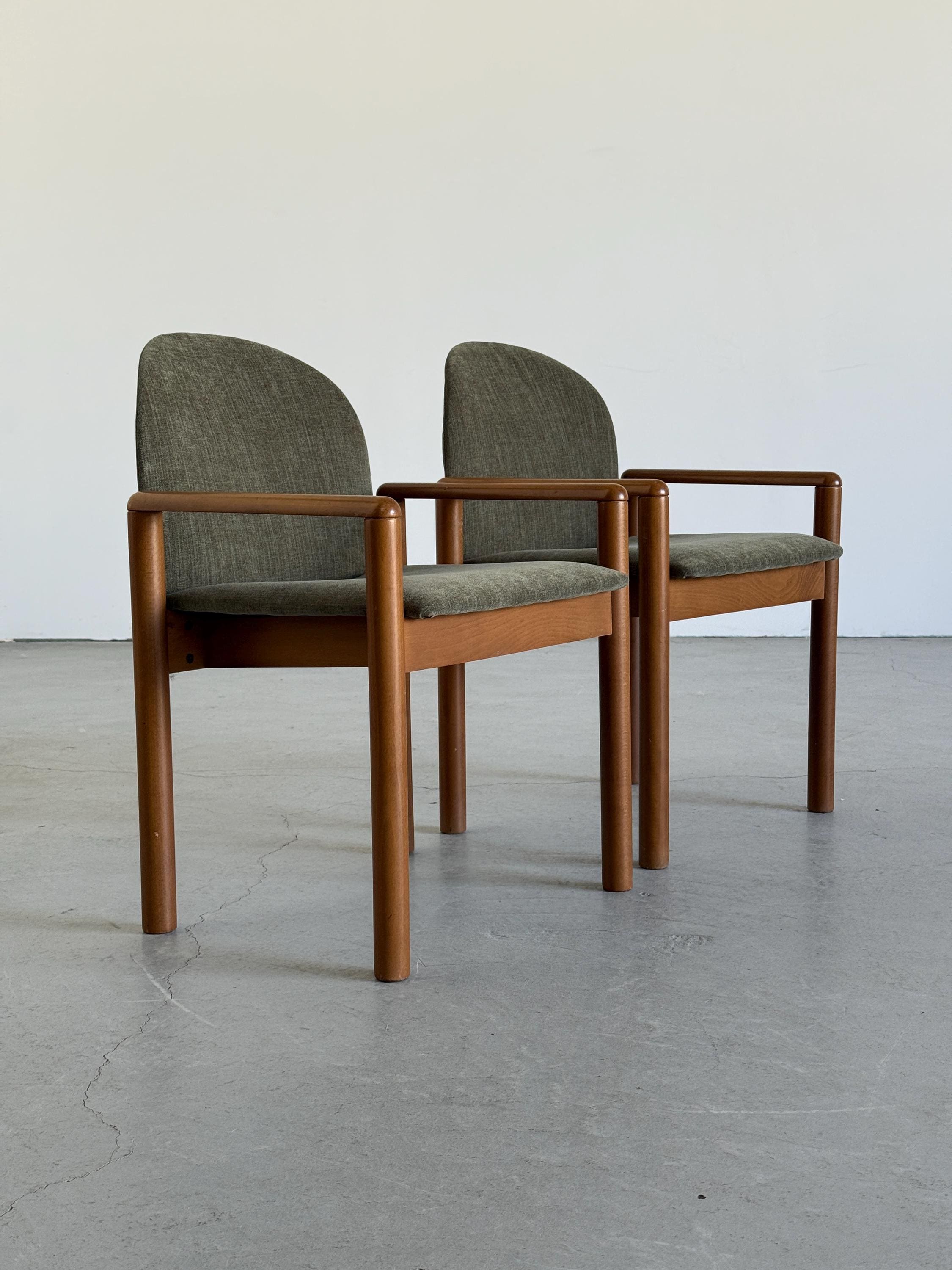 Mid-Century Solid Wood Armchairs
