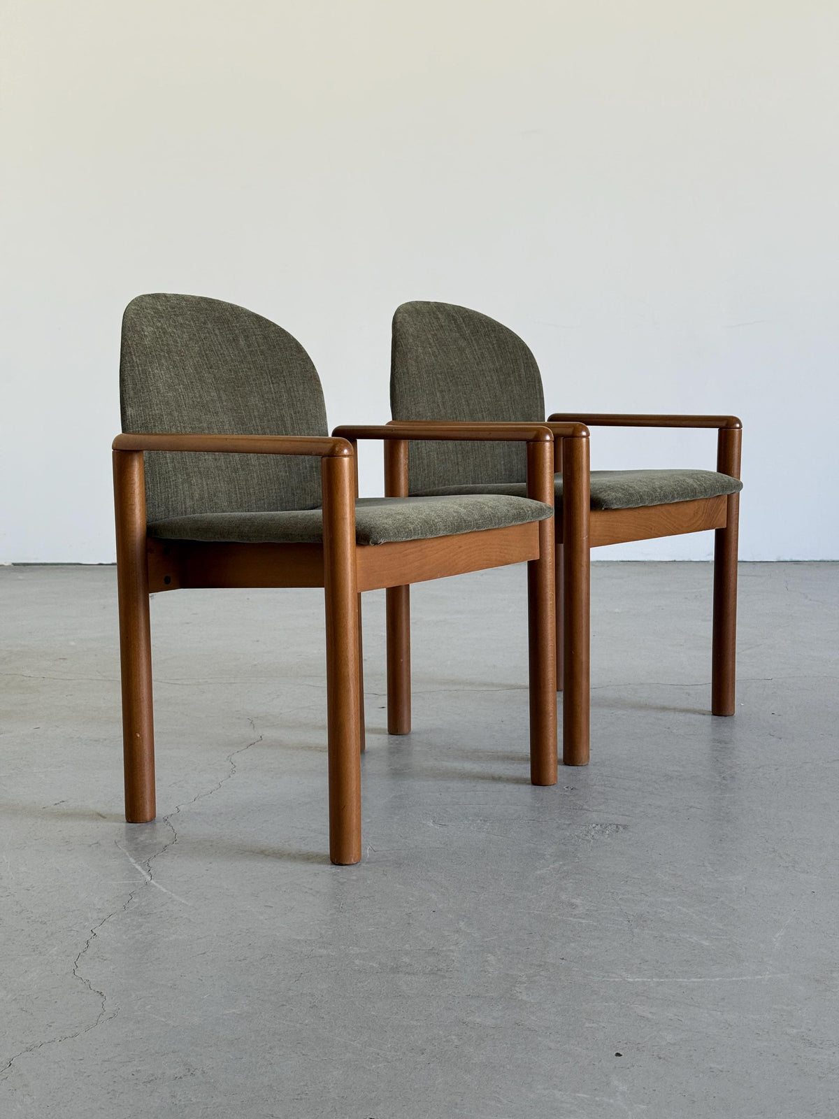 Mid-Century Solid Wood Armchairs