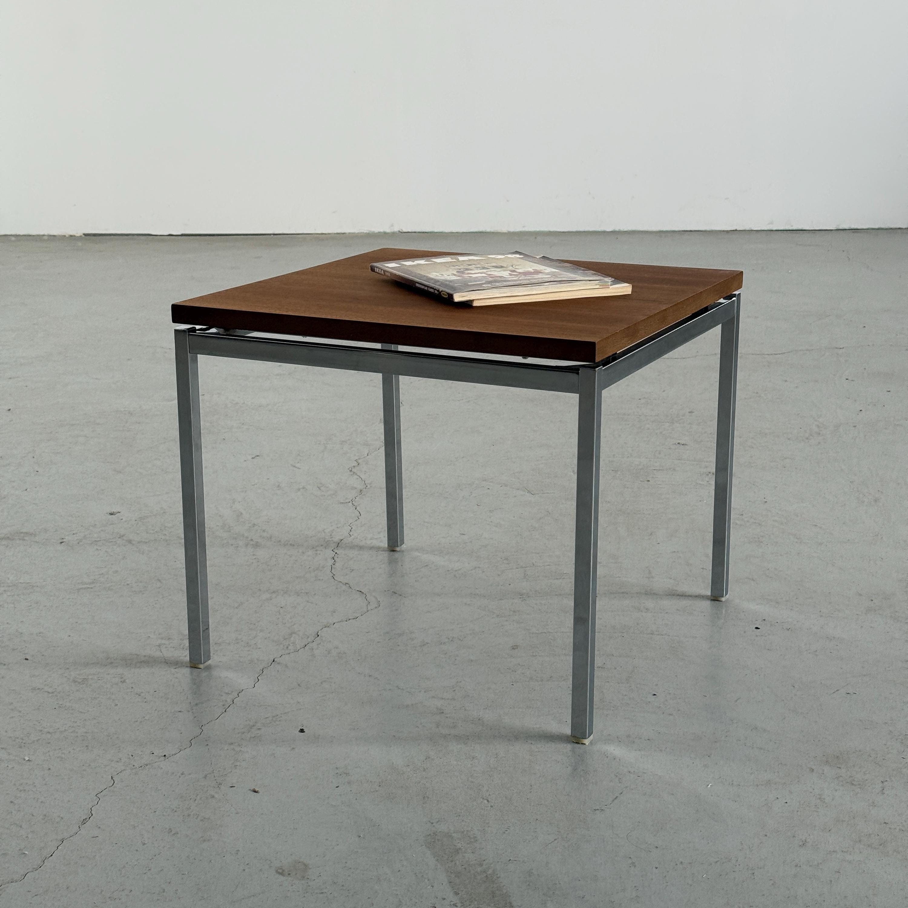 Chrome and Wood Side Table Attributed to Florence Knoll