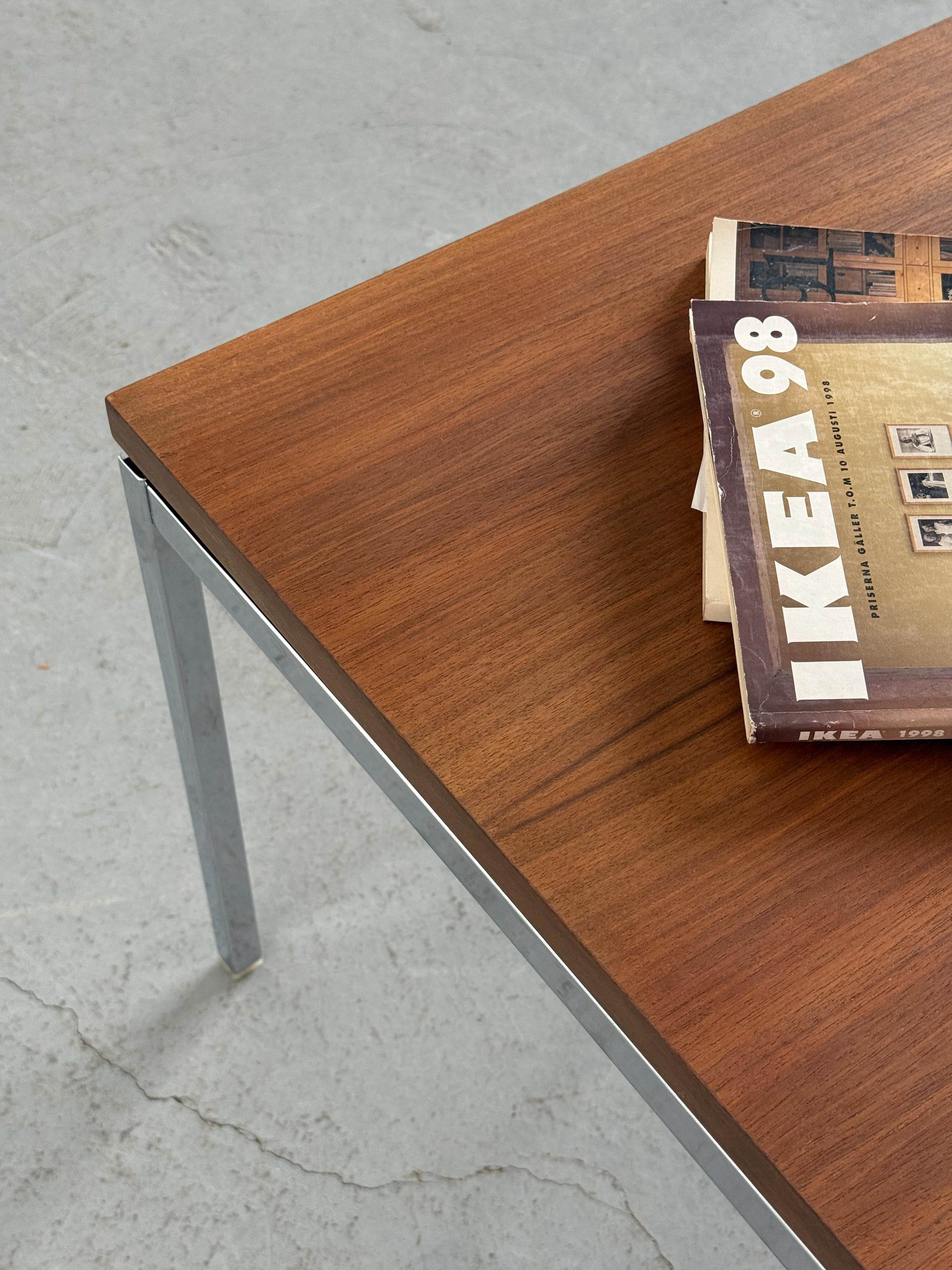 Chrome and Wood Side Table Attributed to Florence Knoll