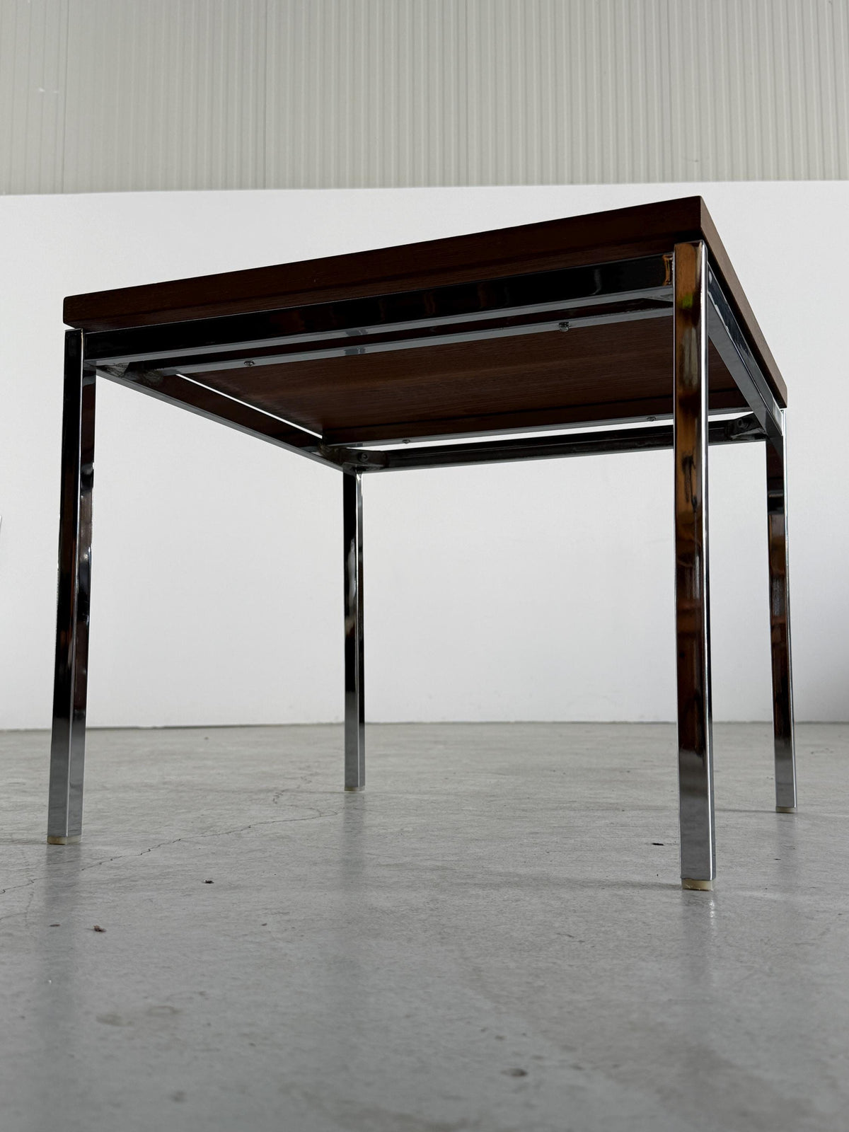 Chrome and Wood Side Table Attributed to Florence Knoll