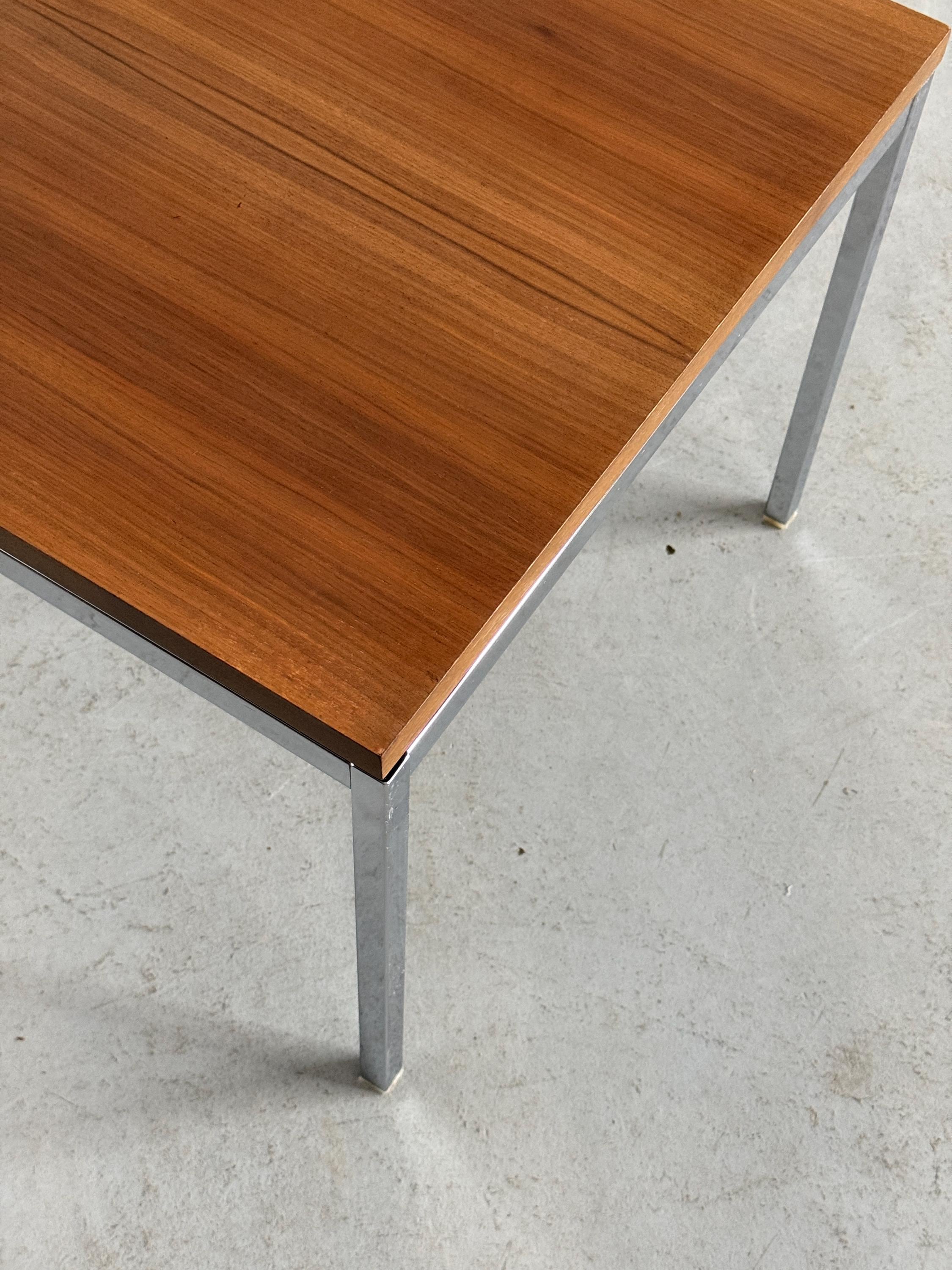 Chrome and Wood Side Table Attributed to Florence Knoll