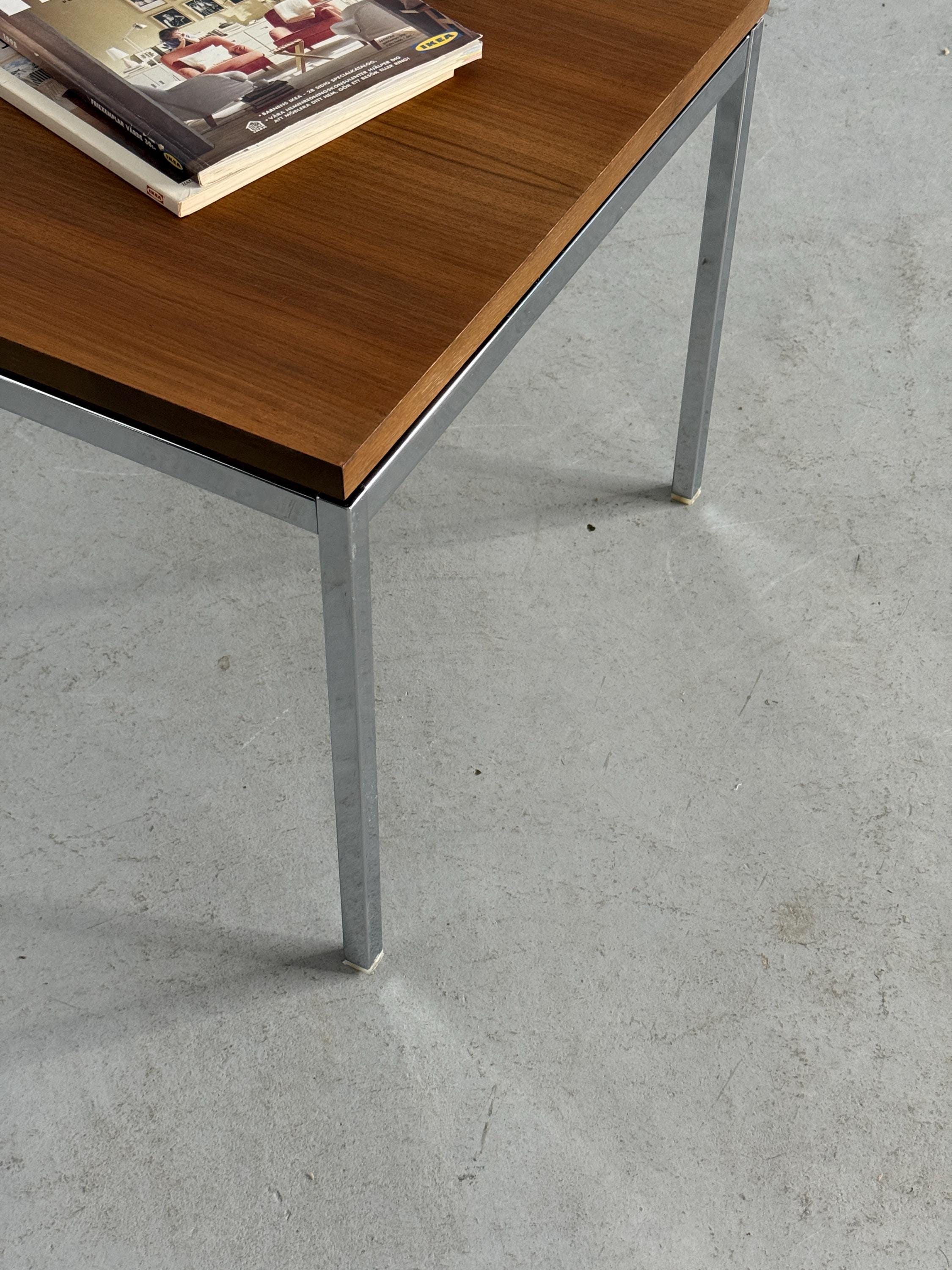 Chrome and Wood Side Table Attributed to Florence Knoll