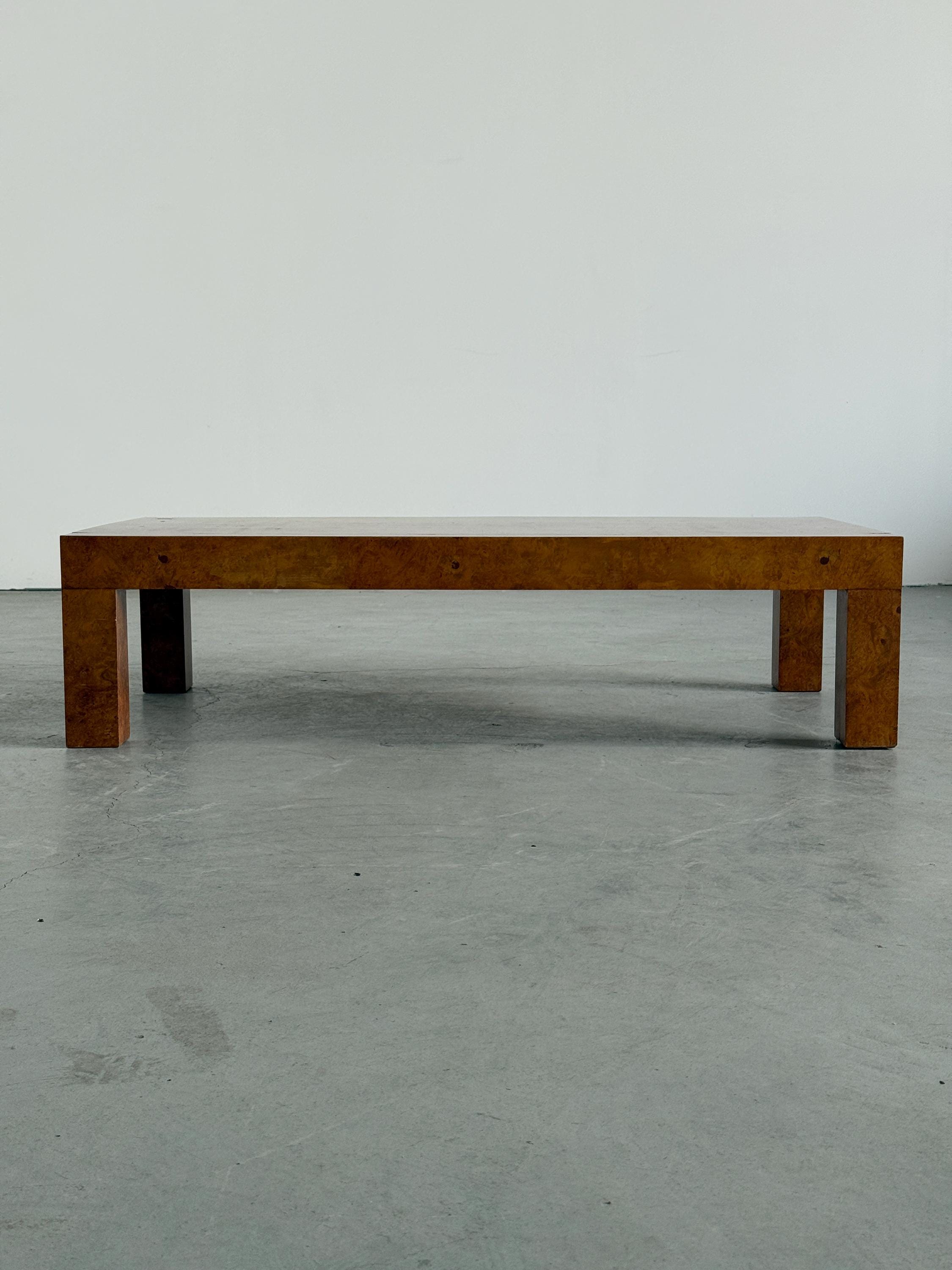 Large Milo Baughman Style Burlwood Coffee Table