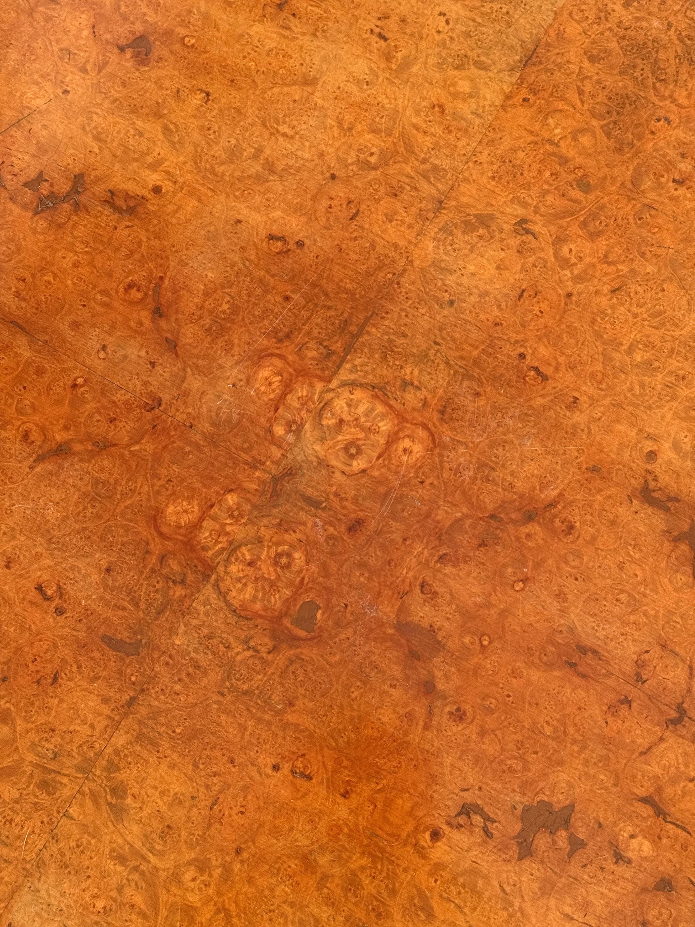 Large Milo Baughman Style Burlwood Coffee Table