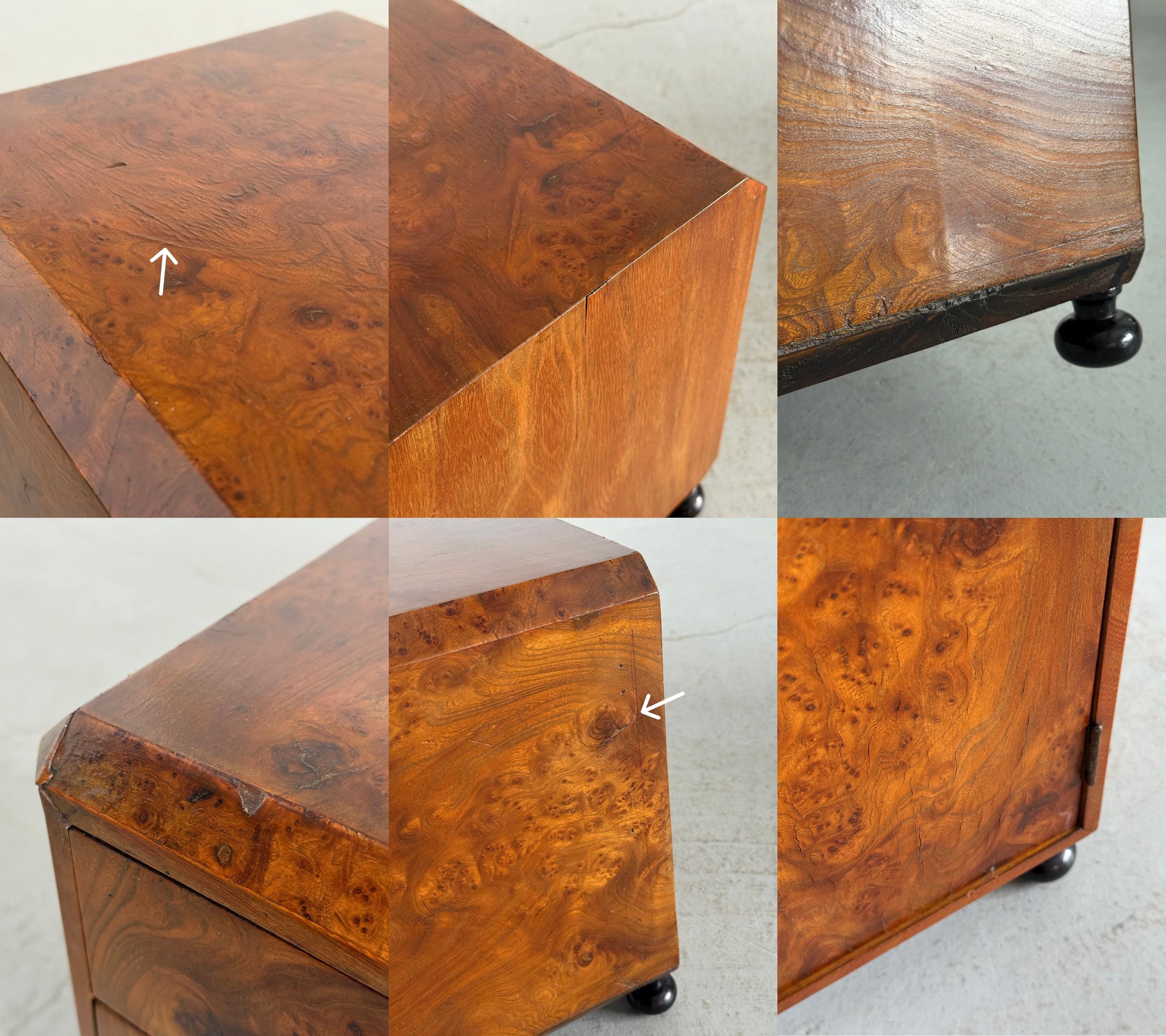 Art Deco Burlwood Walnut Nightstands
