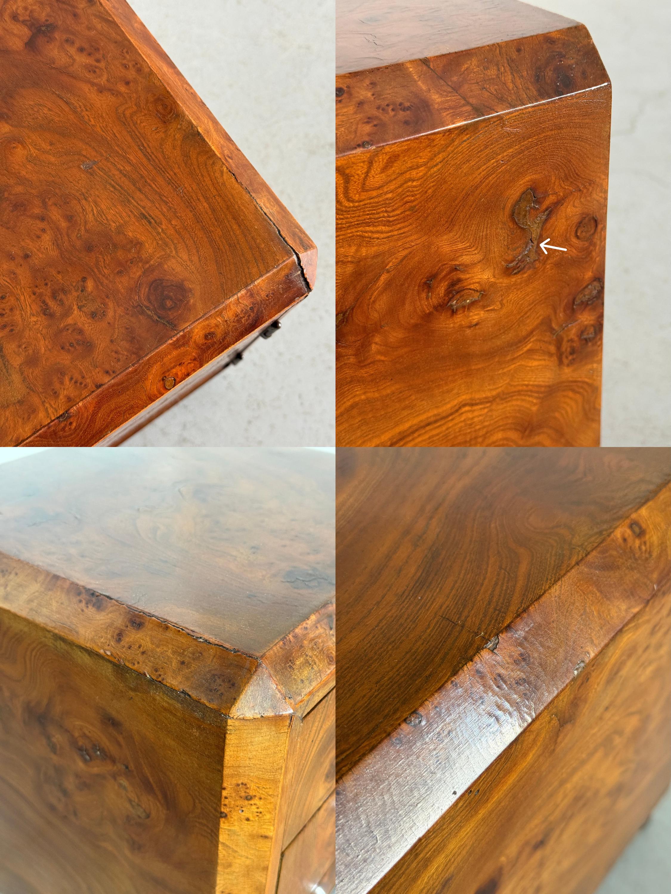 Art Deco Burlwood Walnut Nightstands