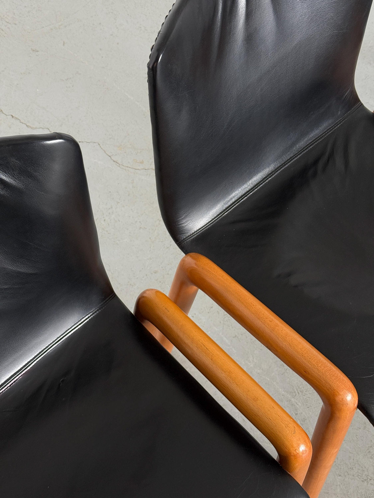 Leather Dining Armchairs in the Style of Guido Faleschini
