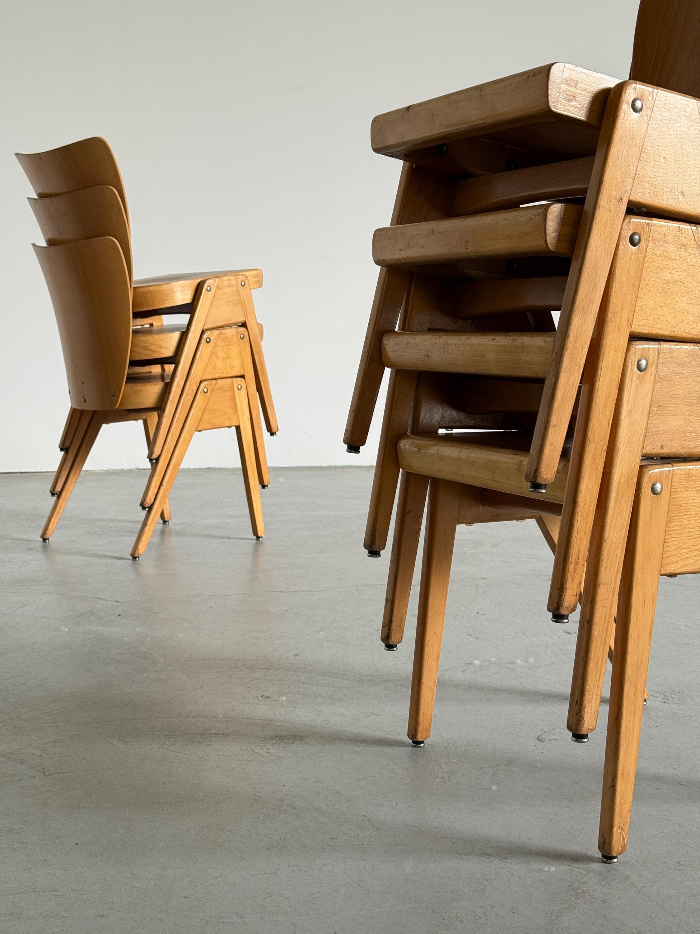 Stackable Mid-Century Dining Chairs by Kaderer