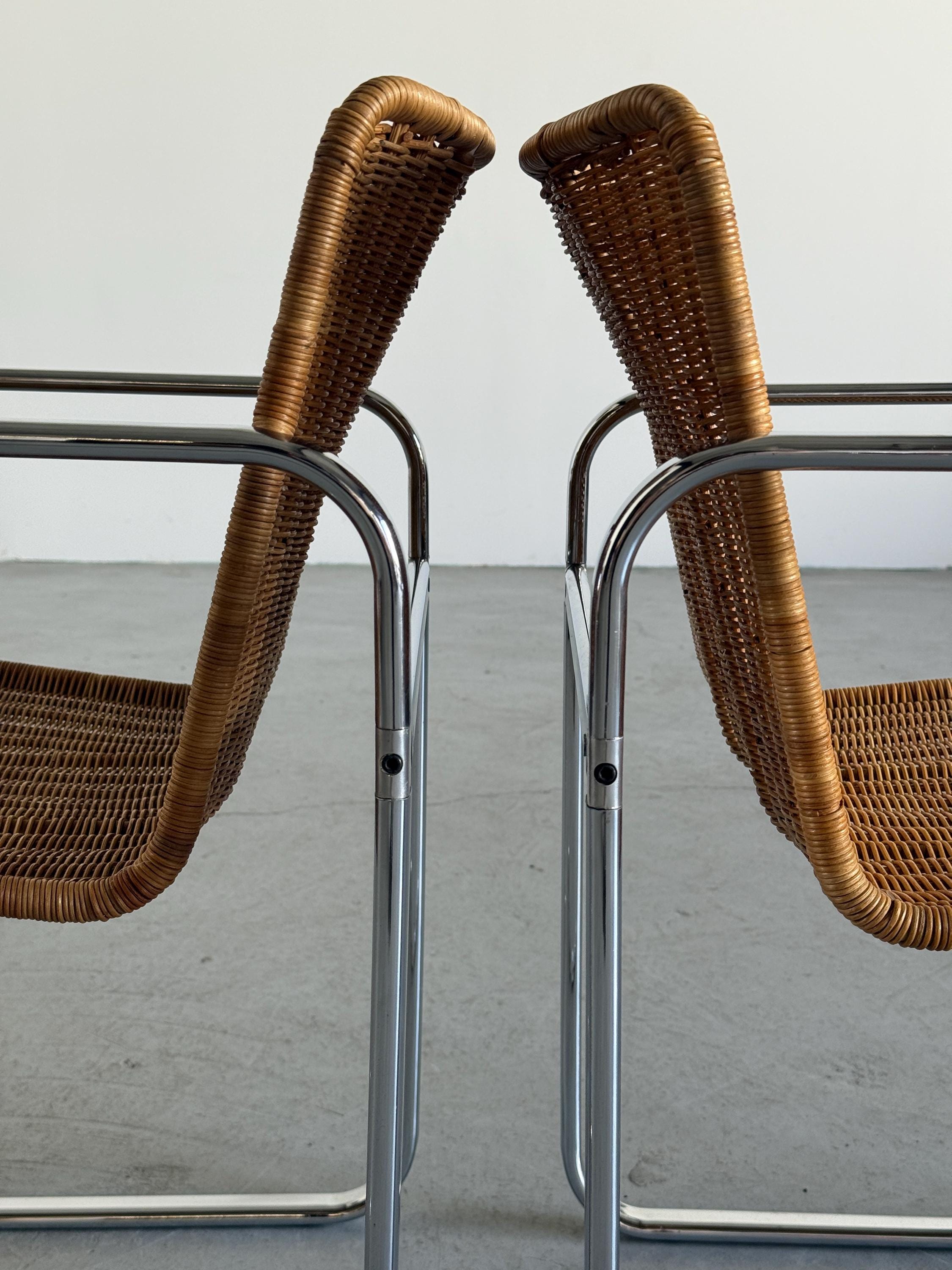 Bauhaus Design Chrome & Rattan Armchairs