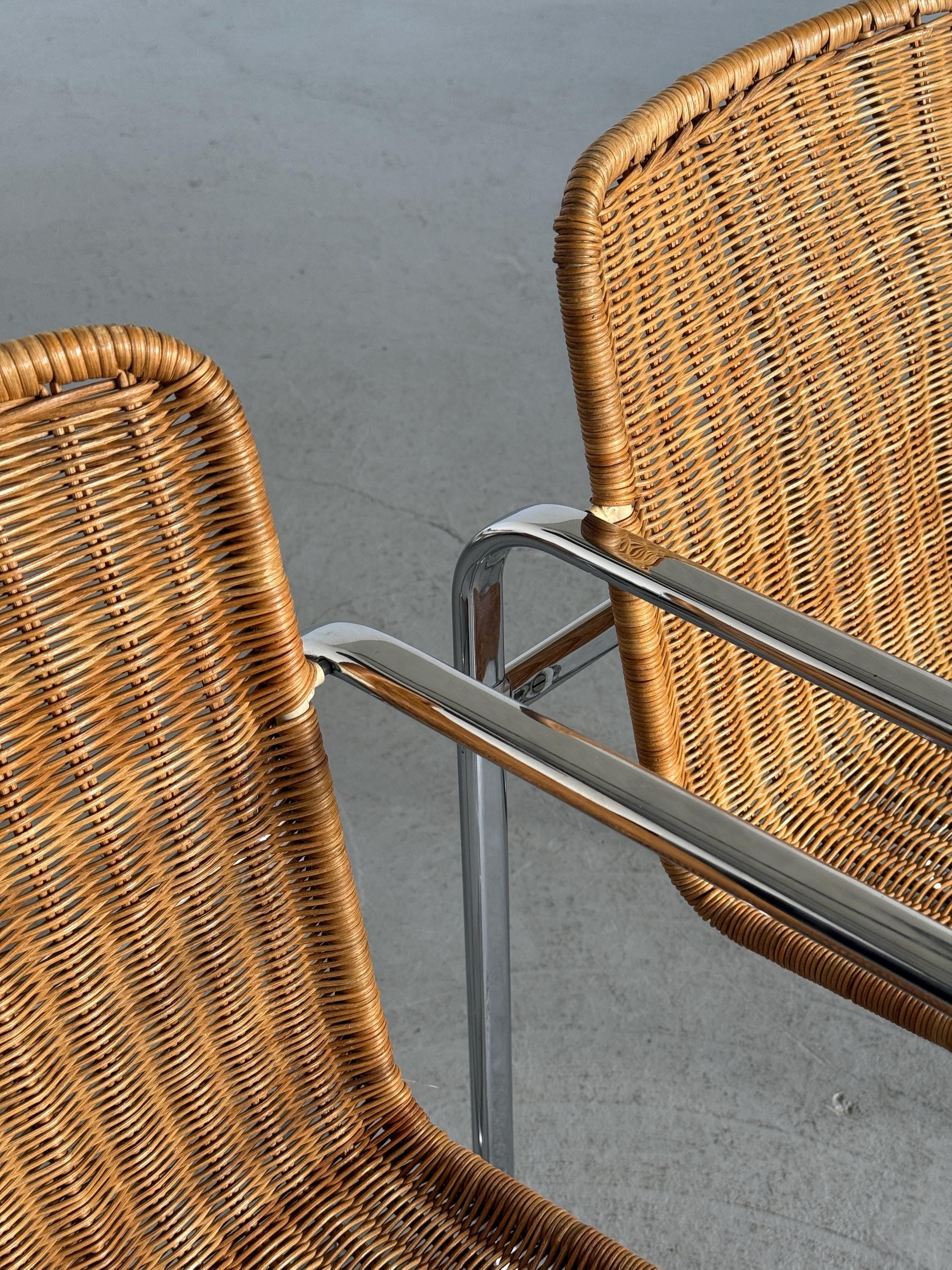 Bauhaus Design Chrome & Rattan Armchairs