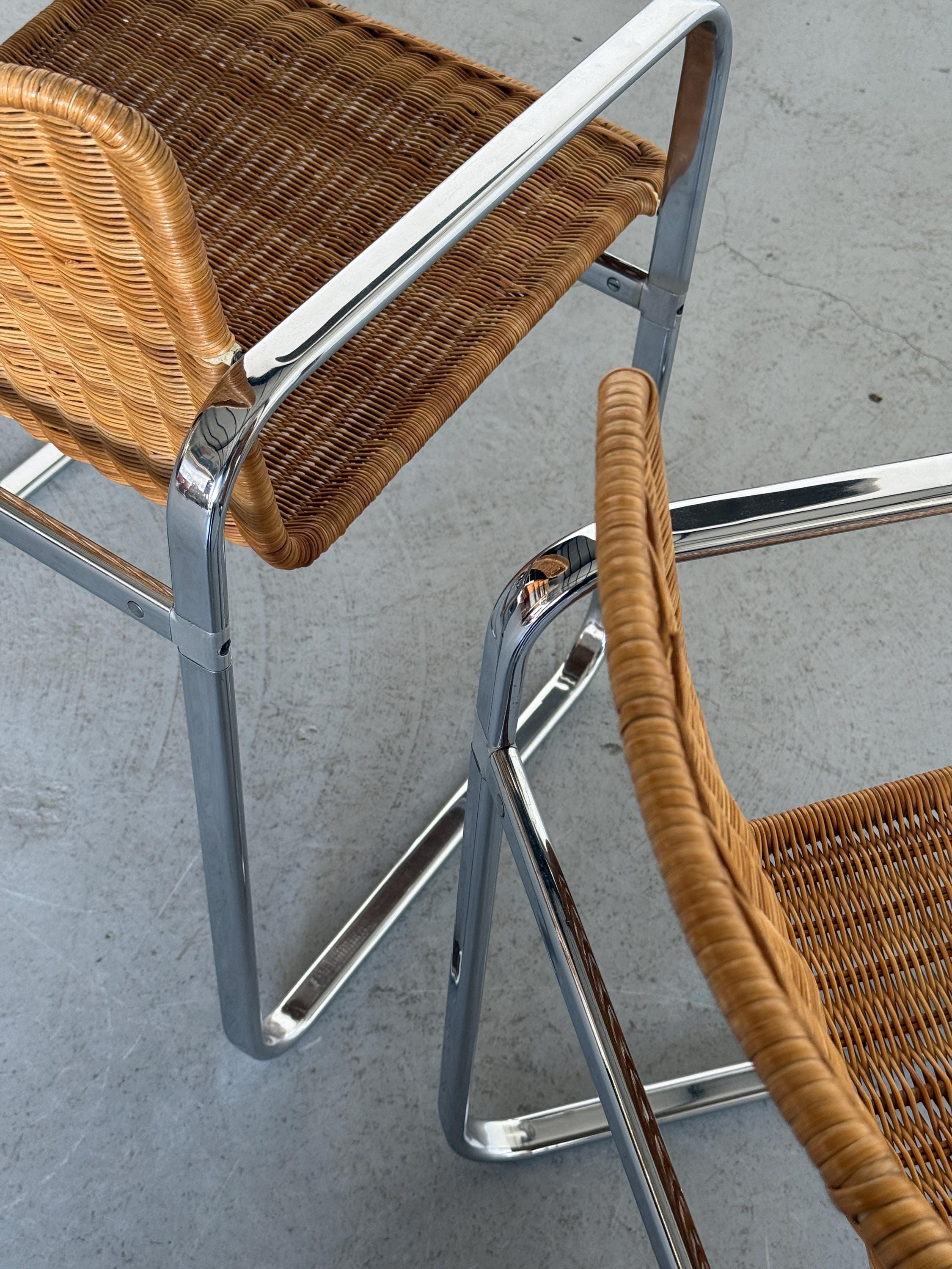 Bauhaus Design Chrome & Rattan Armchairs