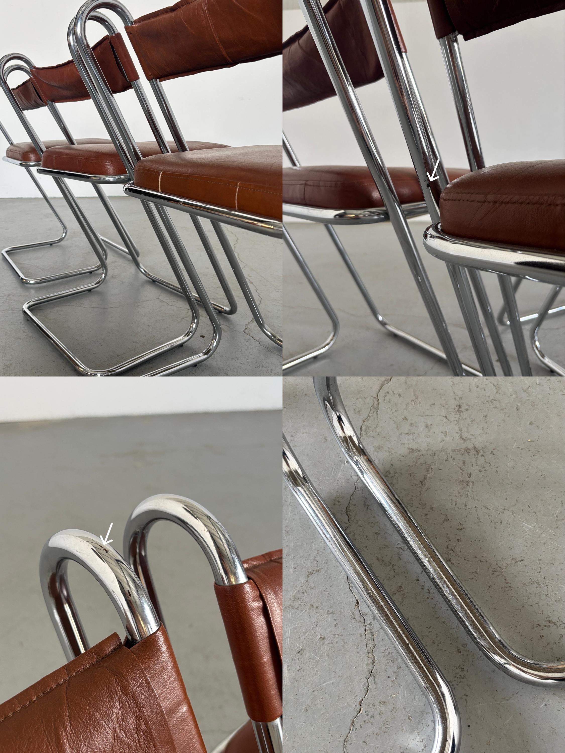 Postmodern Chrome and Leather Dining Chairs